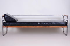 Black Leather Sofa Made by Thonet in 1930s Czechia