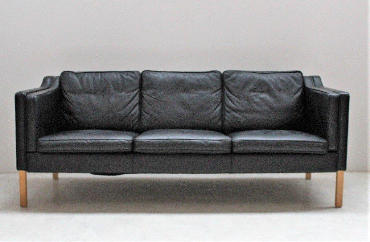 Black leather sofa. Scandinavian - 1970s.