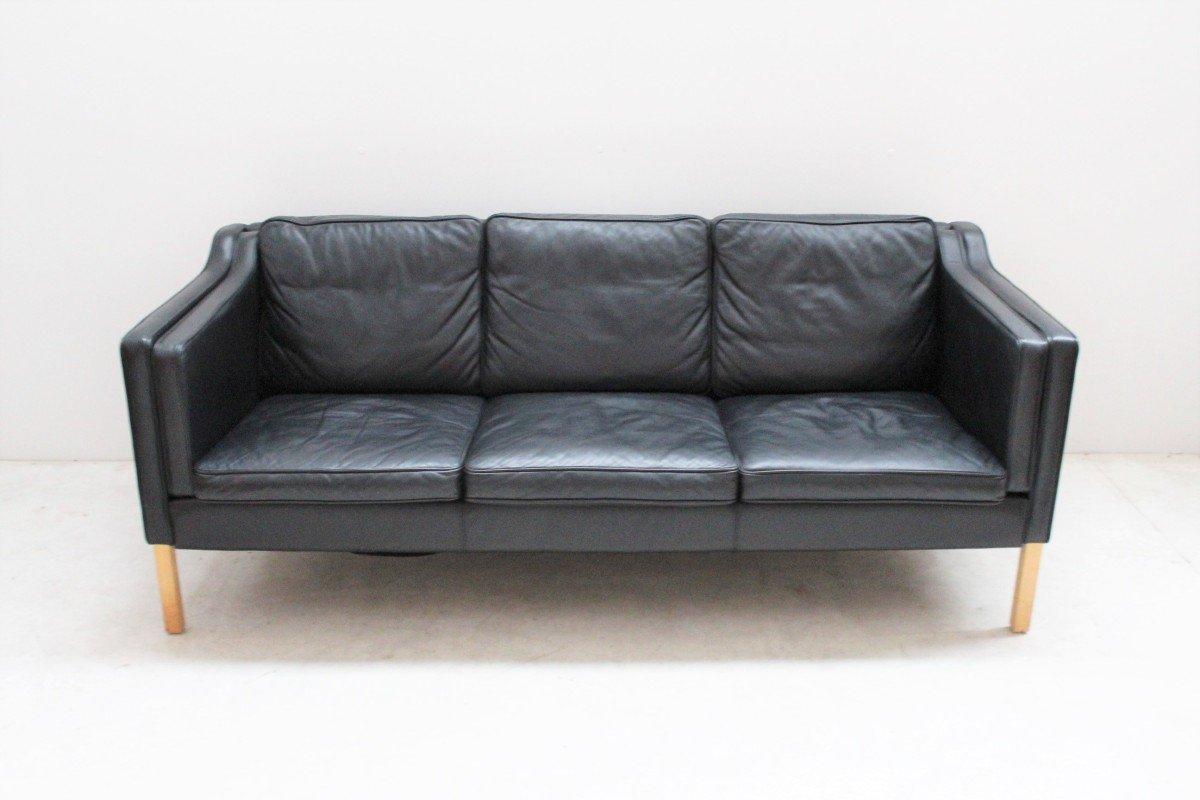 Late 20th Century Black Leather Sofa, Scandinavian, 1970s