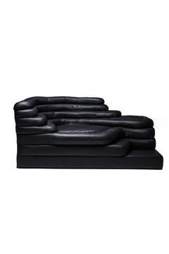 Black leather sofa Terrazza Ubald