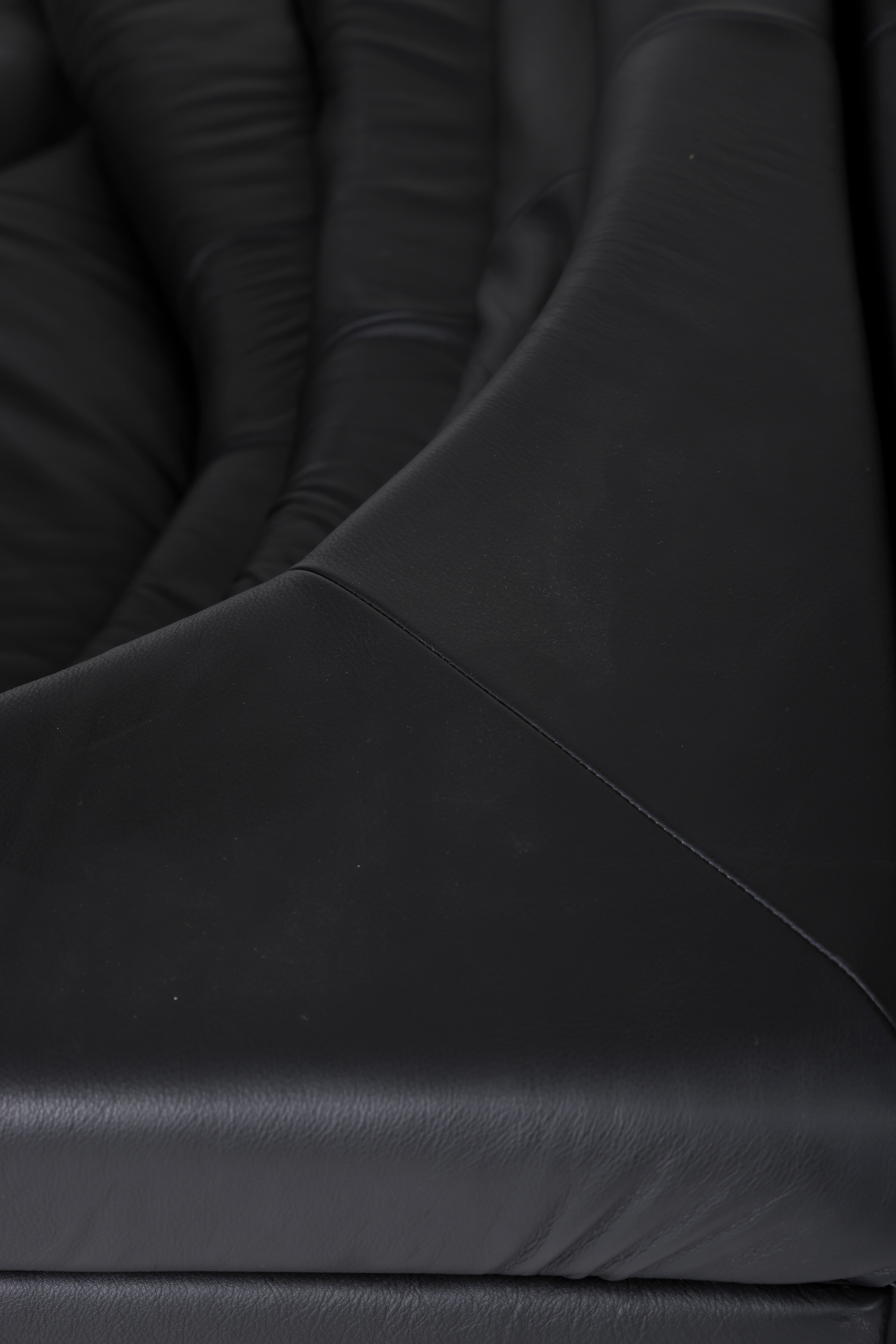 Leather Black leather sofa Terrazza Ubald For Sale