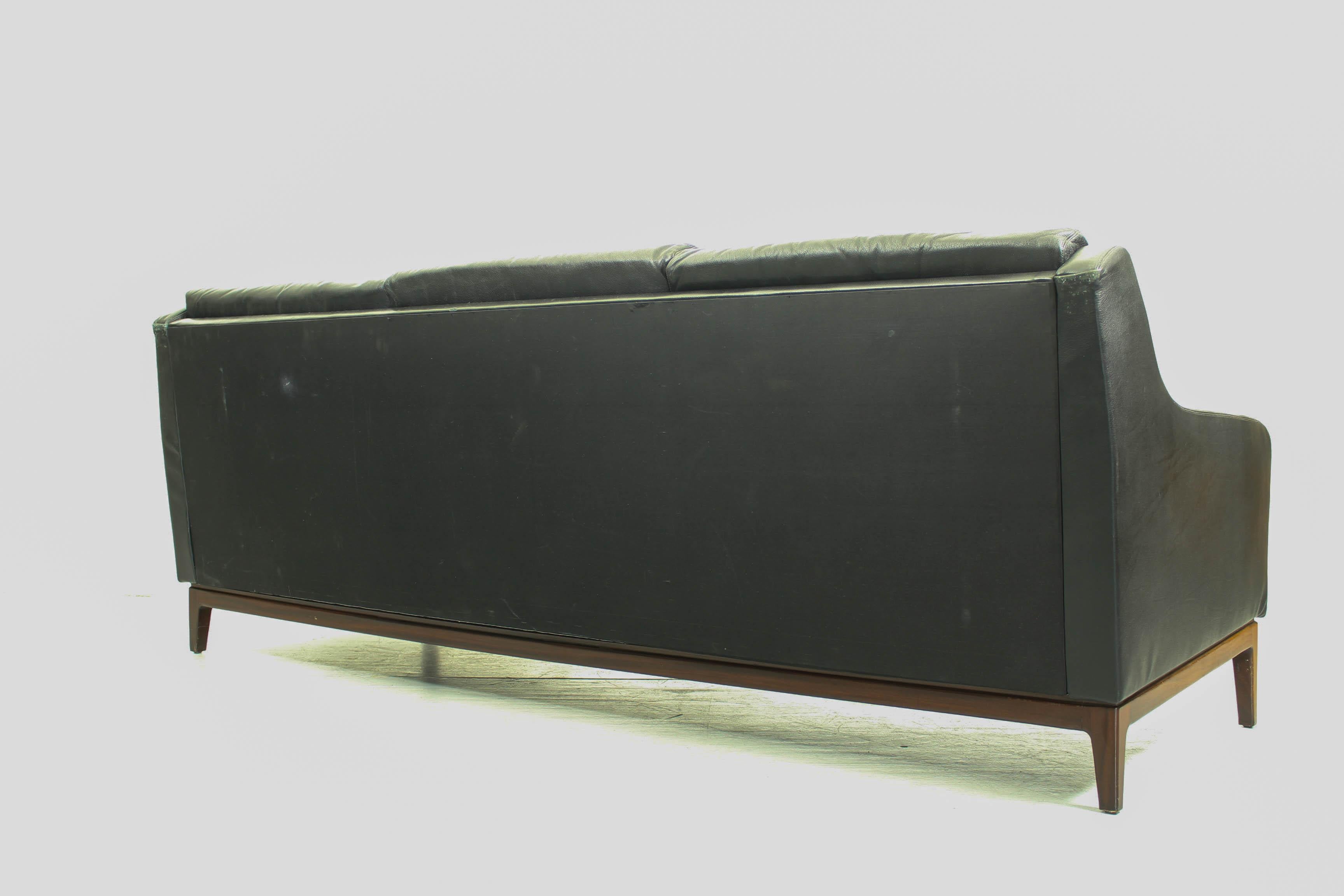 Black Leather Sofa Vintage Retro Teak Mid Century 50s 60s 70s Danish Era 10