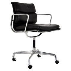 Black Leather Soft Pad Office Chair by Charles and Ray Eames for Icf, 1970s