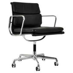 Black Leather Soft Pad Chair by Charles and Ray Eames for Icf, 1970s
