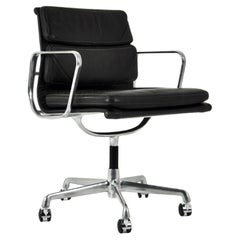 Black Leather Soft Pad Chair by Charles and Ray Eames for Icf, 1970s