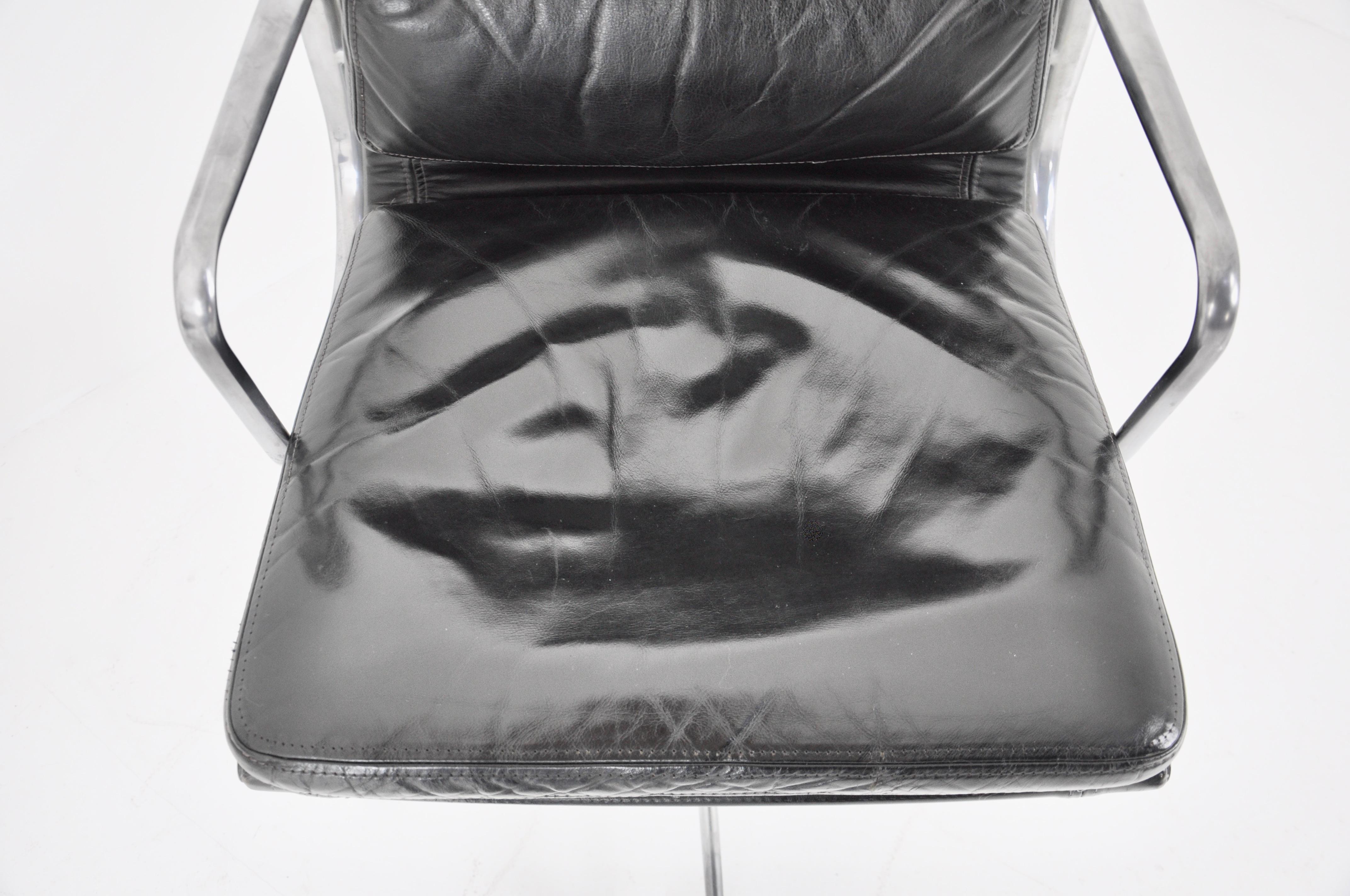 Black Leather Soft Pad Chair by Charles and Ray Eames for Icf, 1970s, Set of 2 4