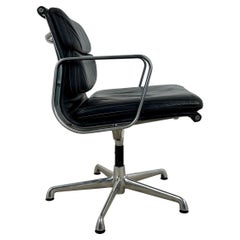 Black Leather Soft Pad Chair by Charles & Ray Eames for Herman Miller, 1970s
