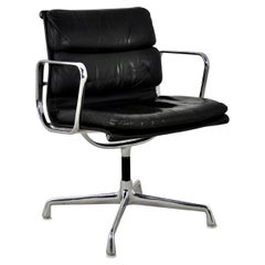 Black Leather Soft Pad Chair by Charles & Ray Eames for Herman Miller, 1970s