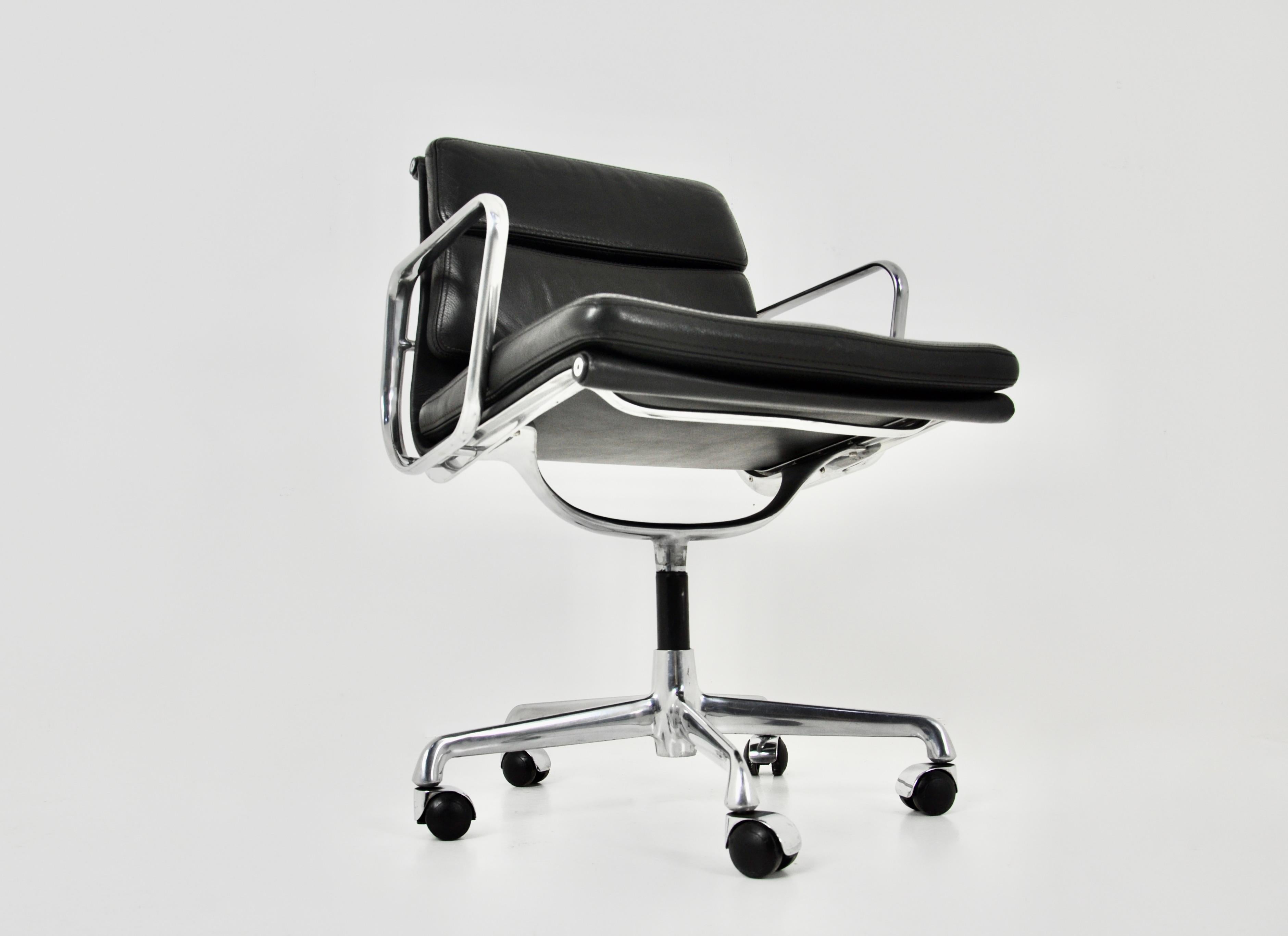 Black Leather Soft Pad Chair by Charles & Ray Eames for ICF, 1970s 3