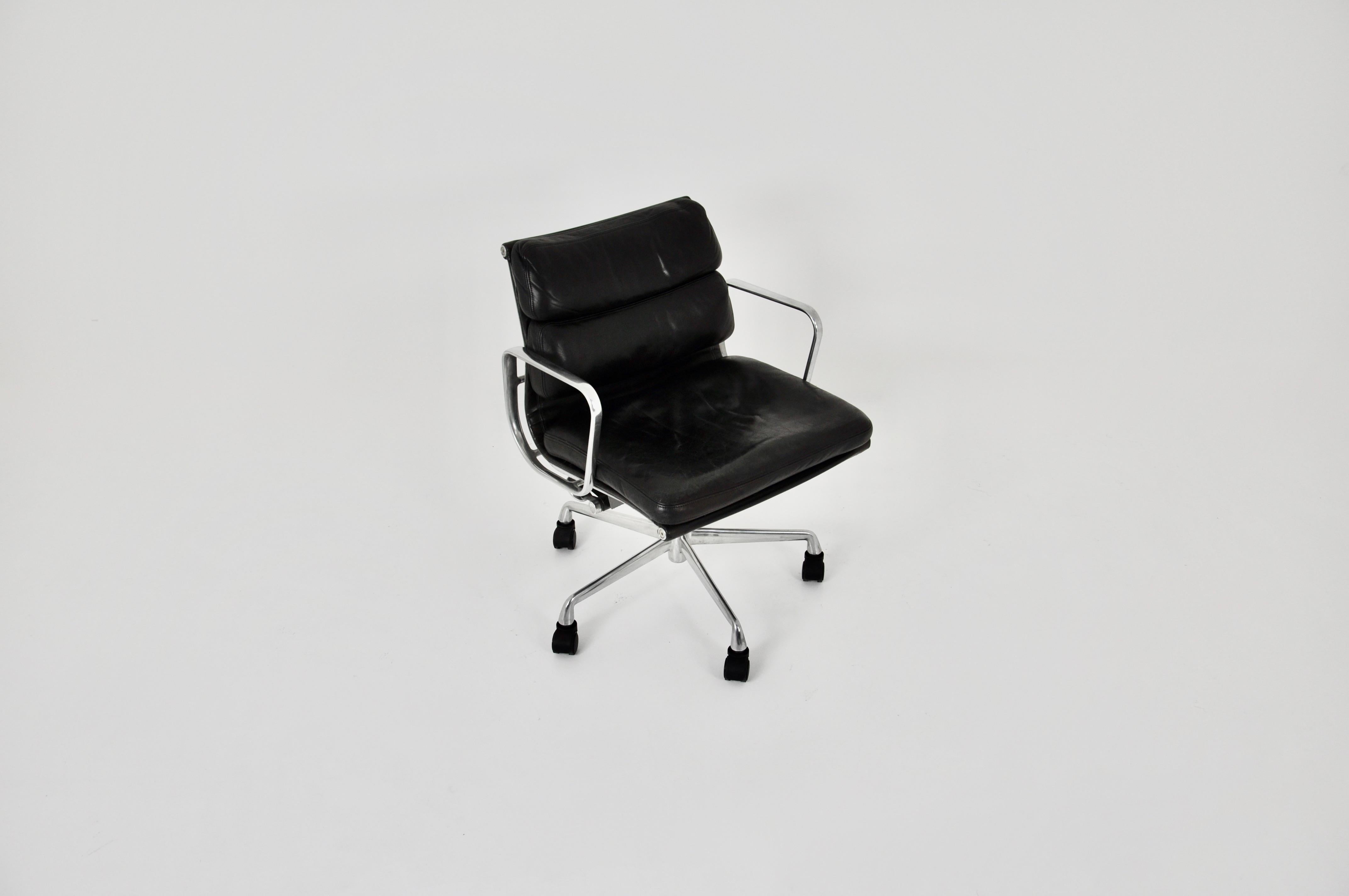 Mid-Century Modern Black Leather Soft Pad Chair by Charles & Ray Eames for ICF, 1970s