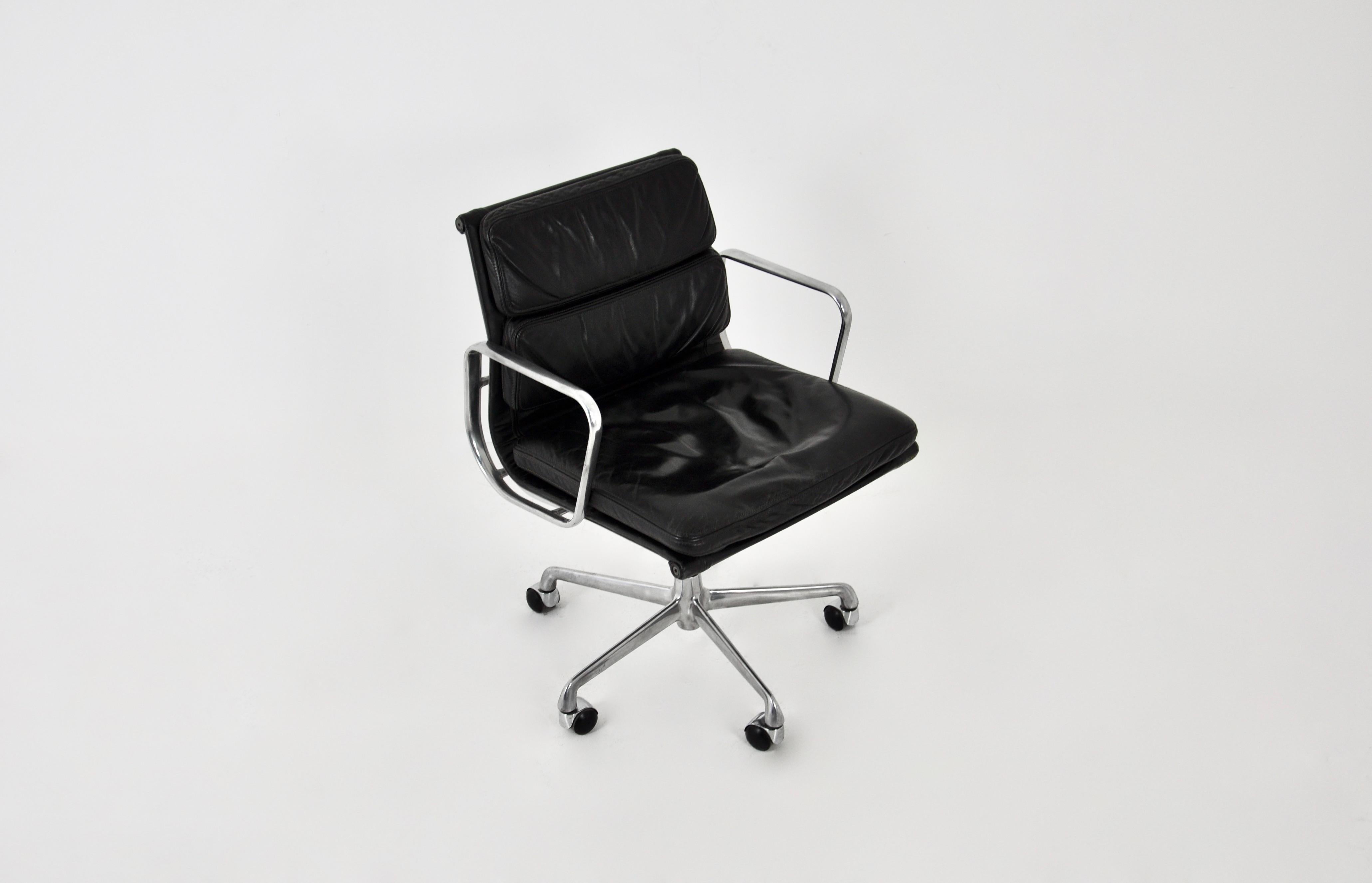 Mid-Century Modern Black Leather Soft Pad Chair by Charles & Ray Eames for ICF, 1970s