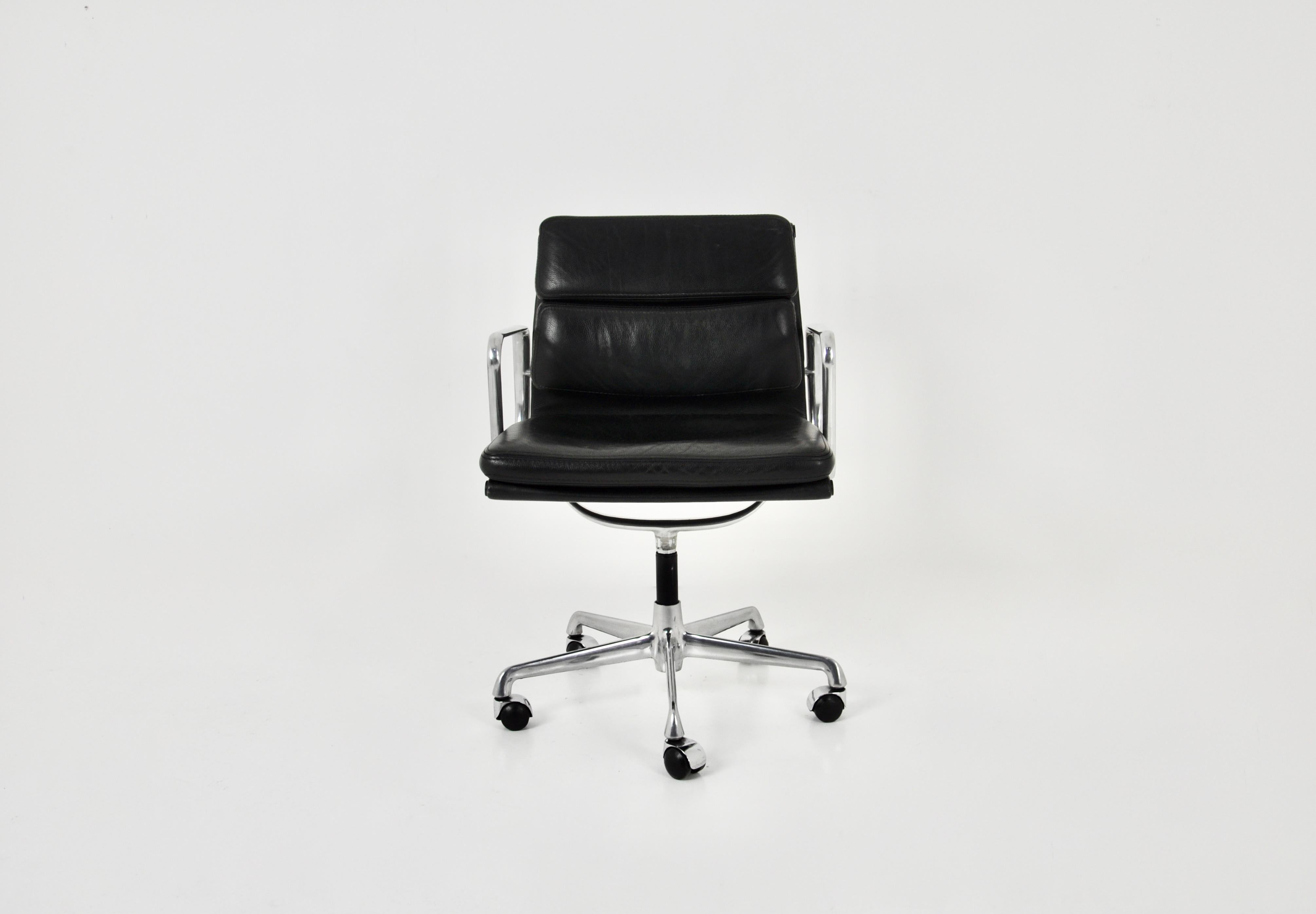 Central American Black Leather Soft Pad Chair by Charles & Ray Eames for ICF, 1970s