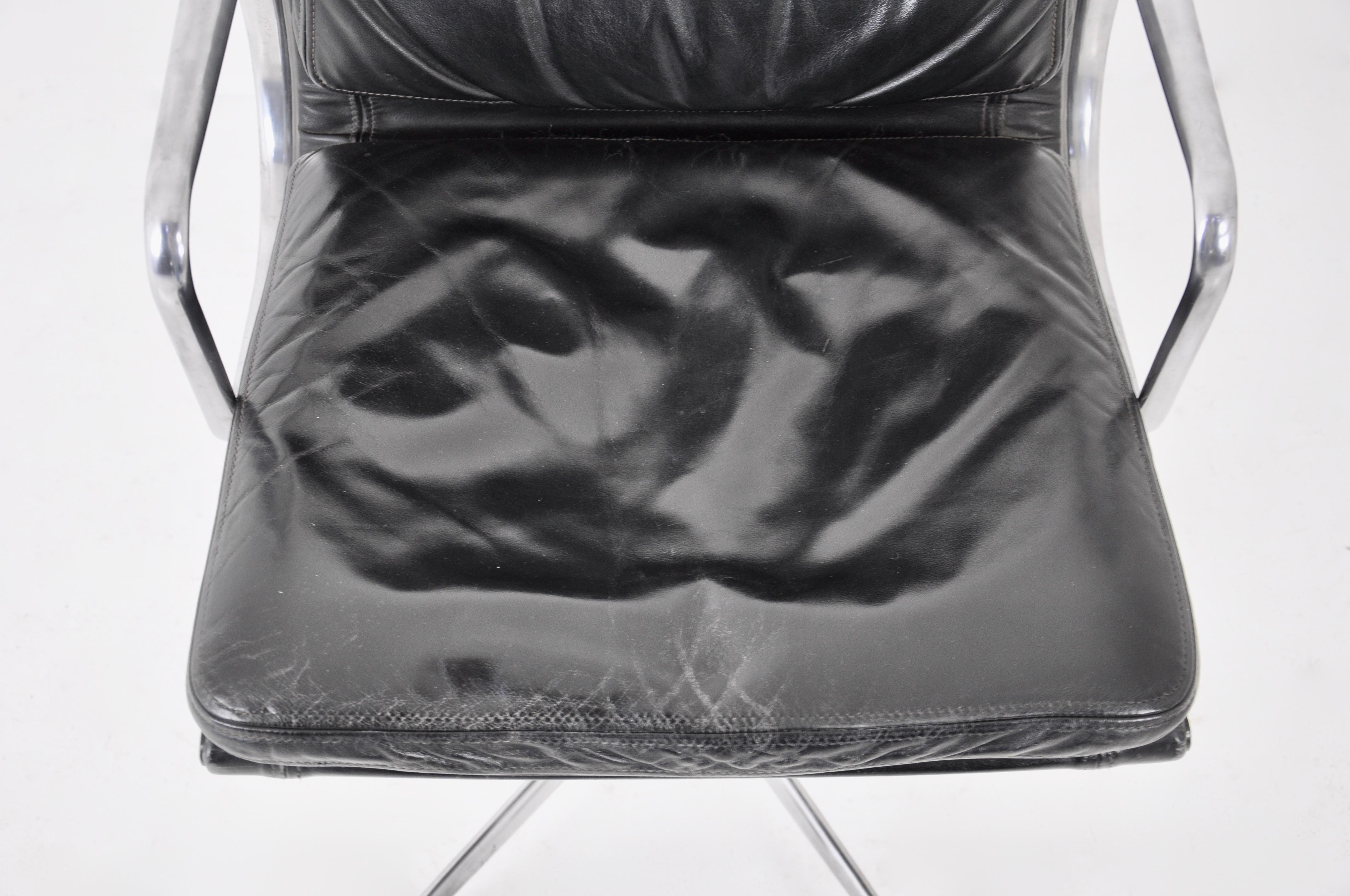 Black Leather Soft Pad Chair by Charles & Ray Eames for ICF, 1970s 2