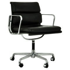 Black Leather Soft Pad Chair by Charles & Ray Eames for ICF, 1970s
