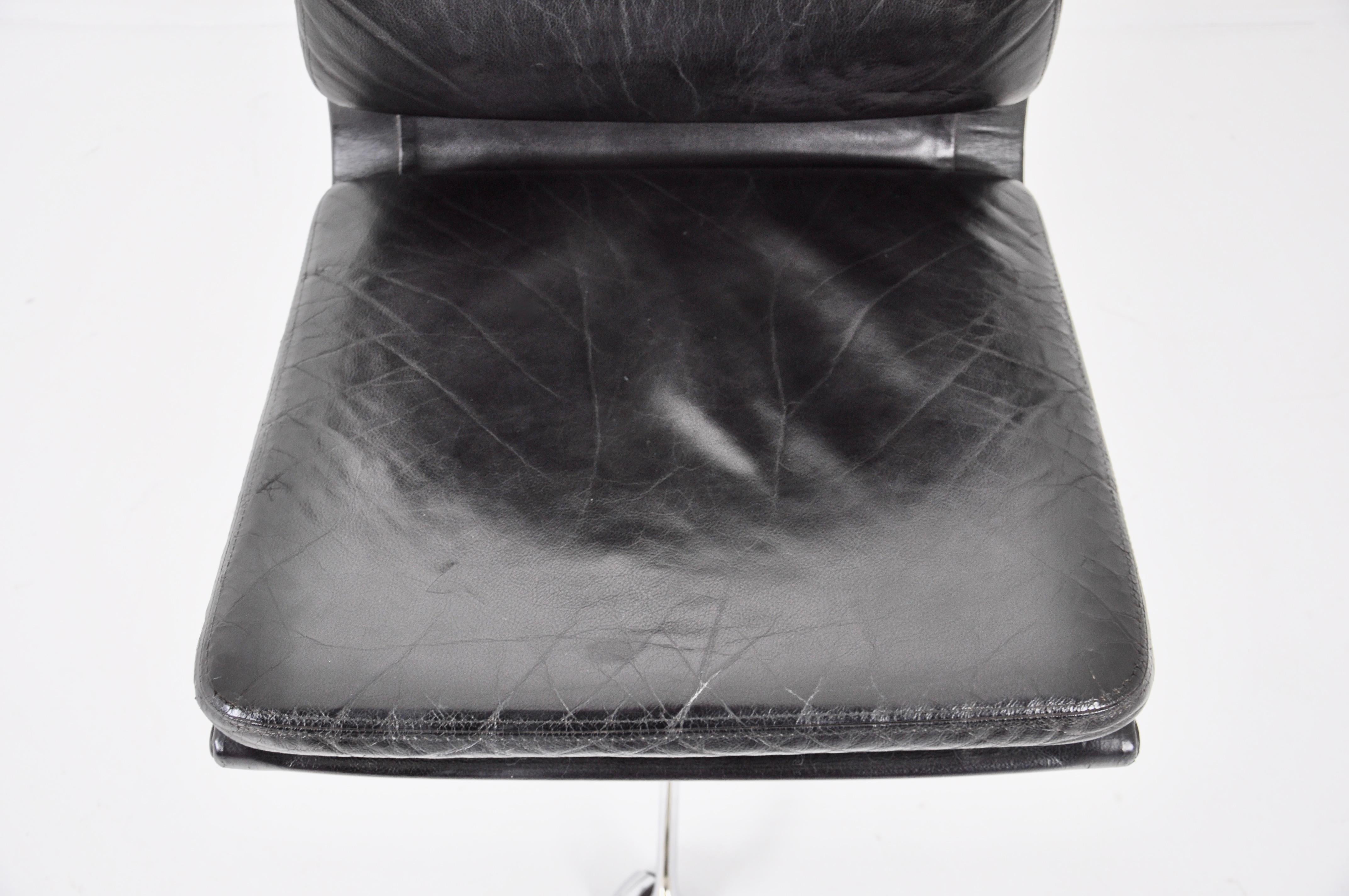 Black Leather Soft Pad Chair by Charles & Ray Eames for Vitra, 1970s 2