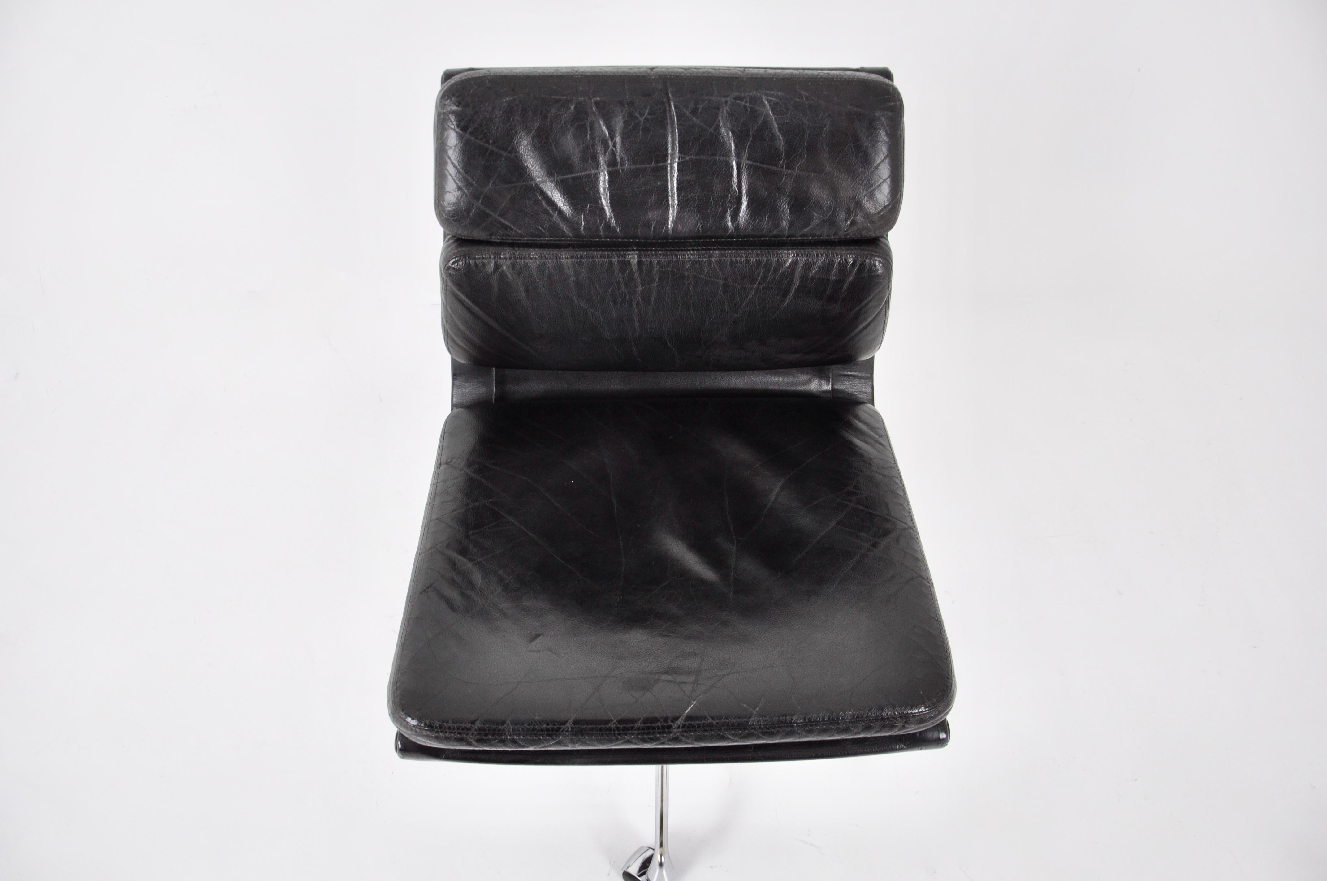 Aluminum Black Leather Soft Pad Chair by Charles & Ray Eames for Vitra, 1970s