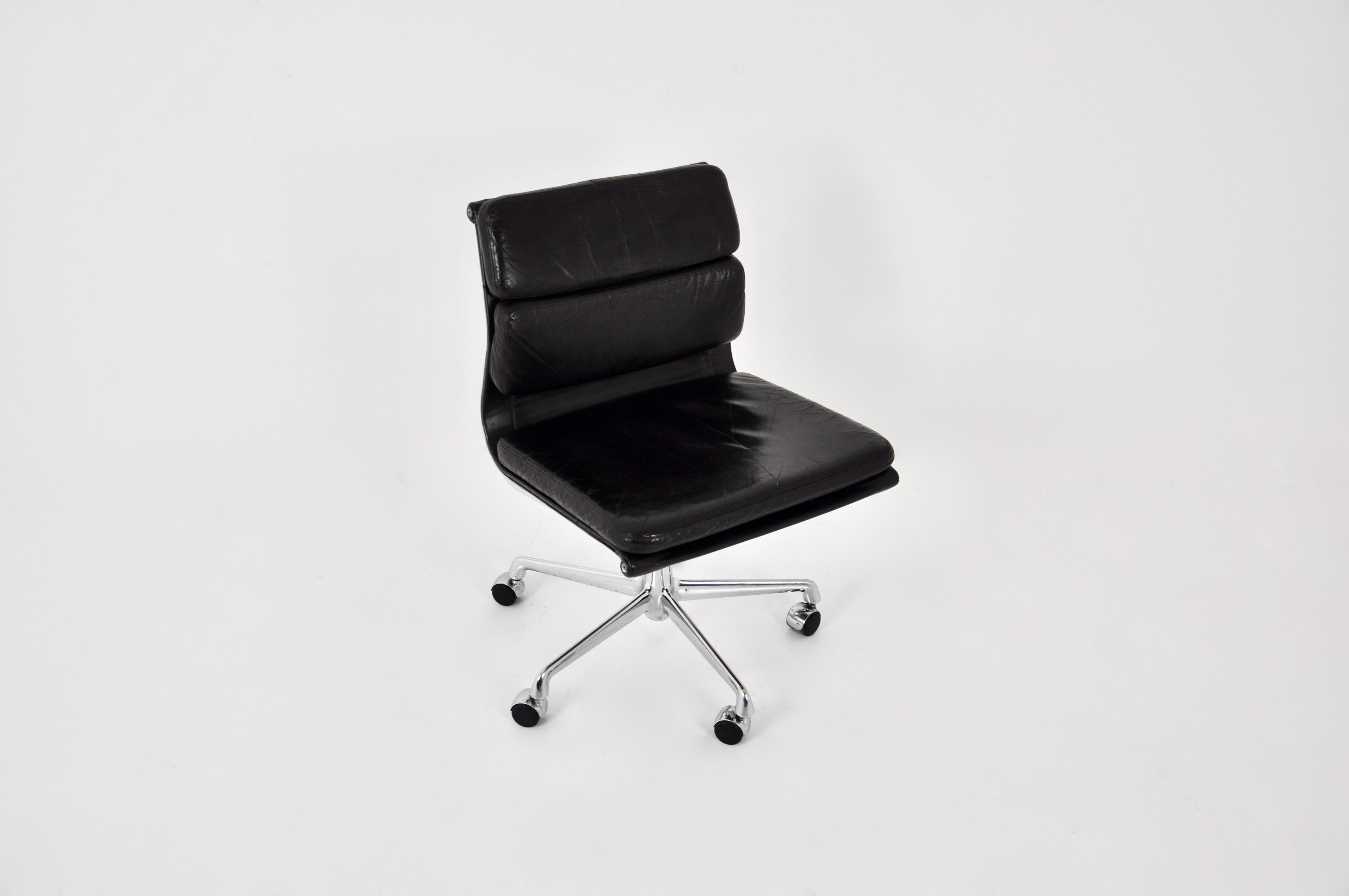 Mid-Century Modern Black Leather Soft Pad Chair by Charles & Ray Eames for Vitra, 1970s