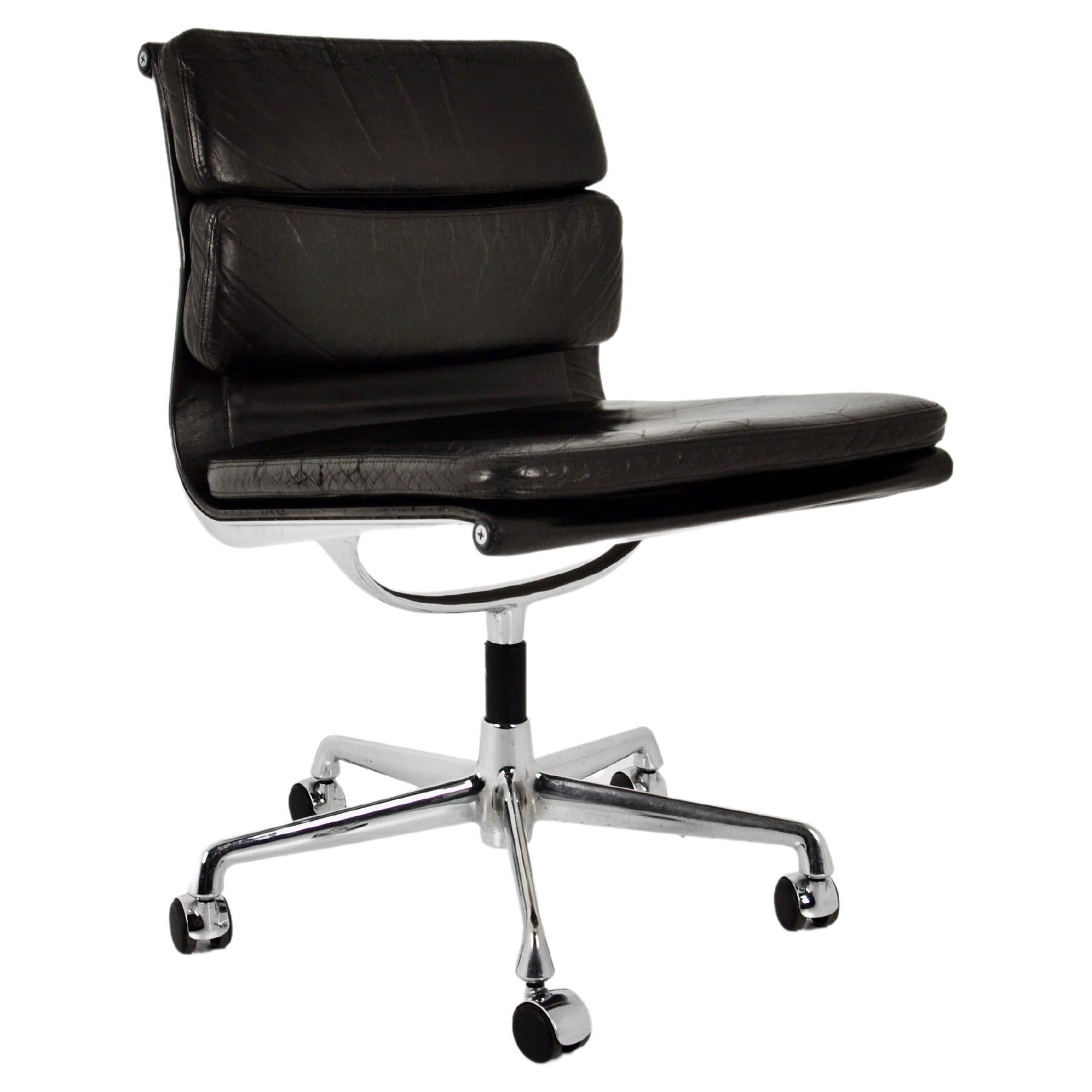 Charles Eames leather soft pad desk chair at 1stDibs