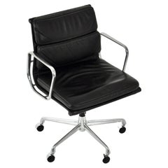 Black Leather Soft Pad Office Chair by Charles and Ray Eames for Icf, 1970s