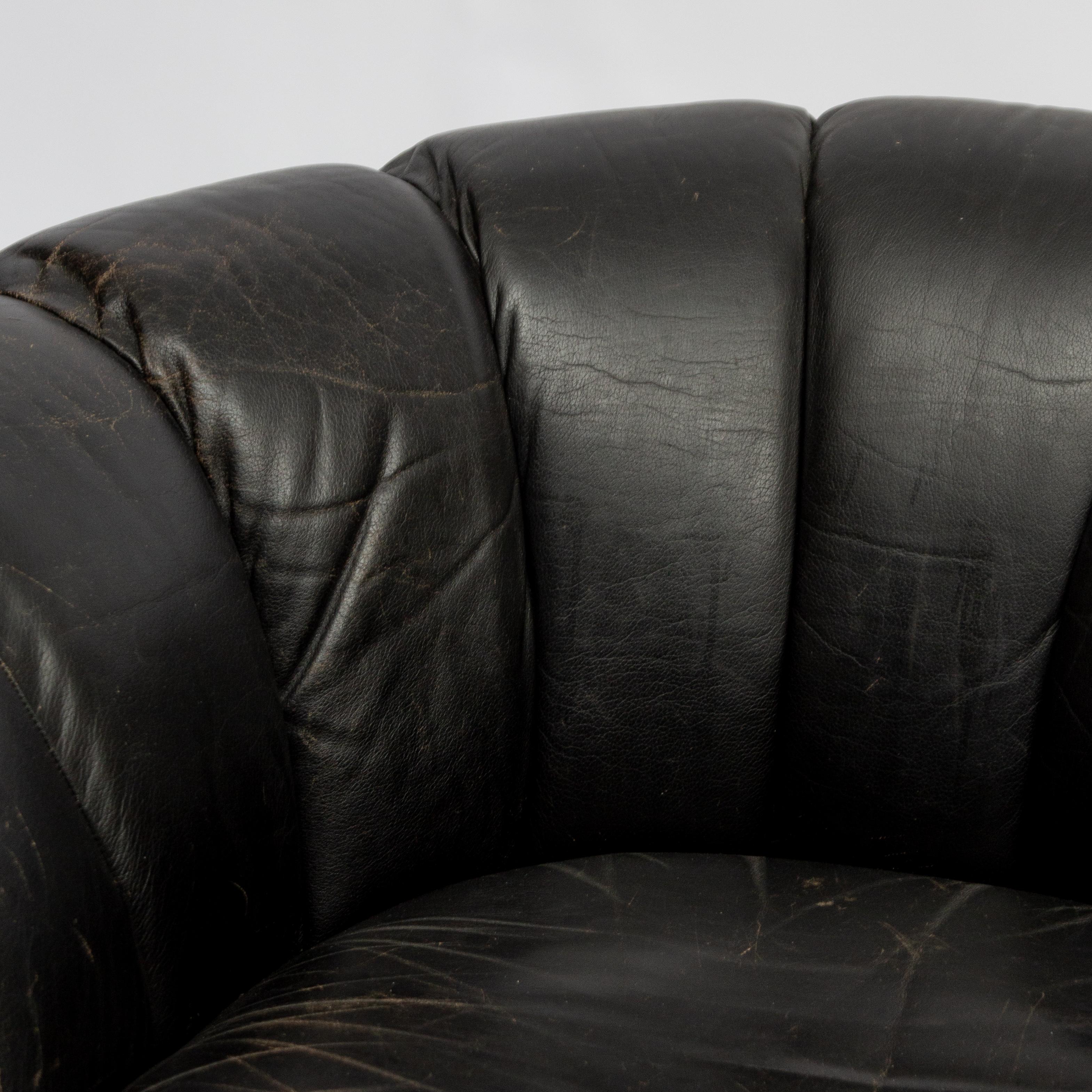 Black Leather Space Age Swivel Chair, 1970s For Sale 2