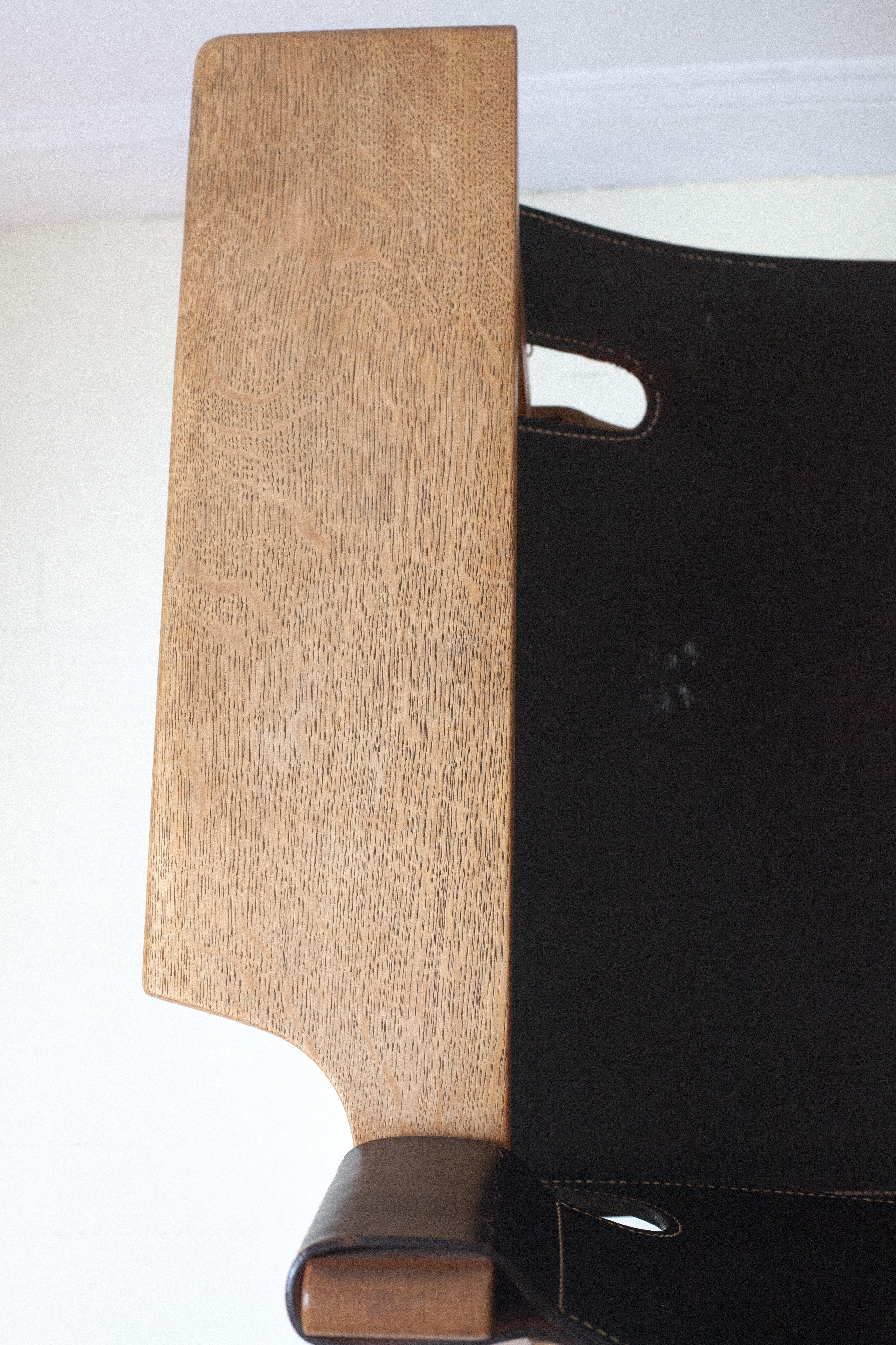 Black Leather Spanish Chair by Børge Mogensen 1