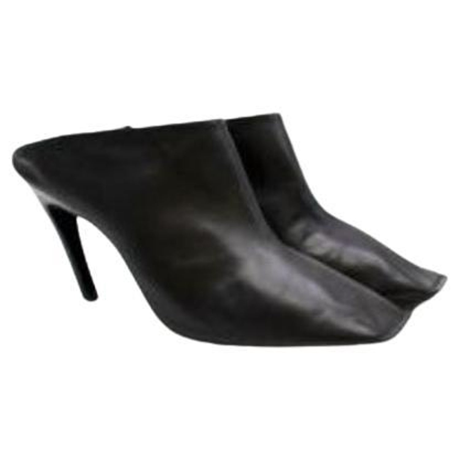 Black Leather Square Toe Heeled Mules For Sale at 1stDibs