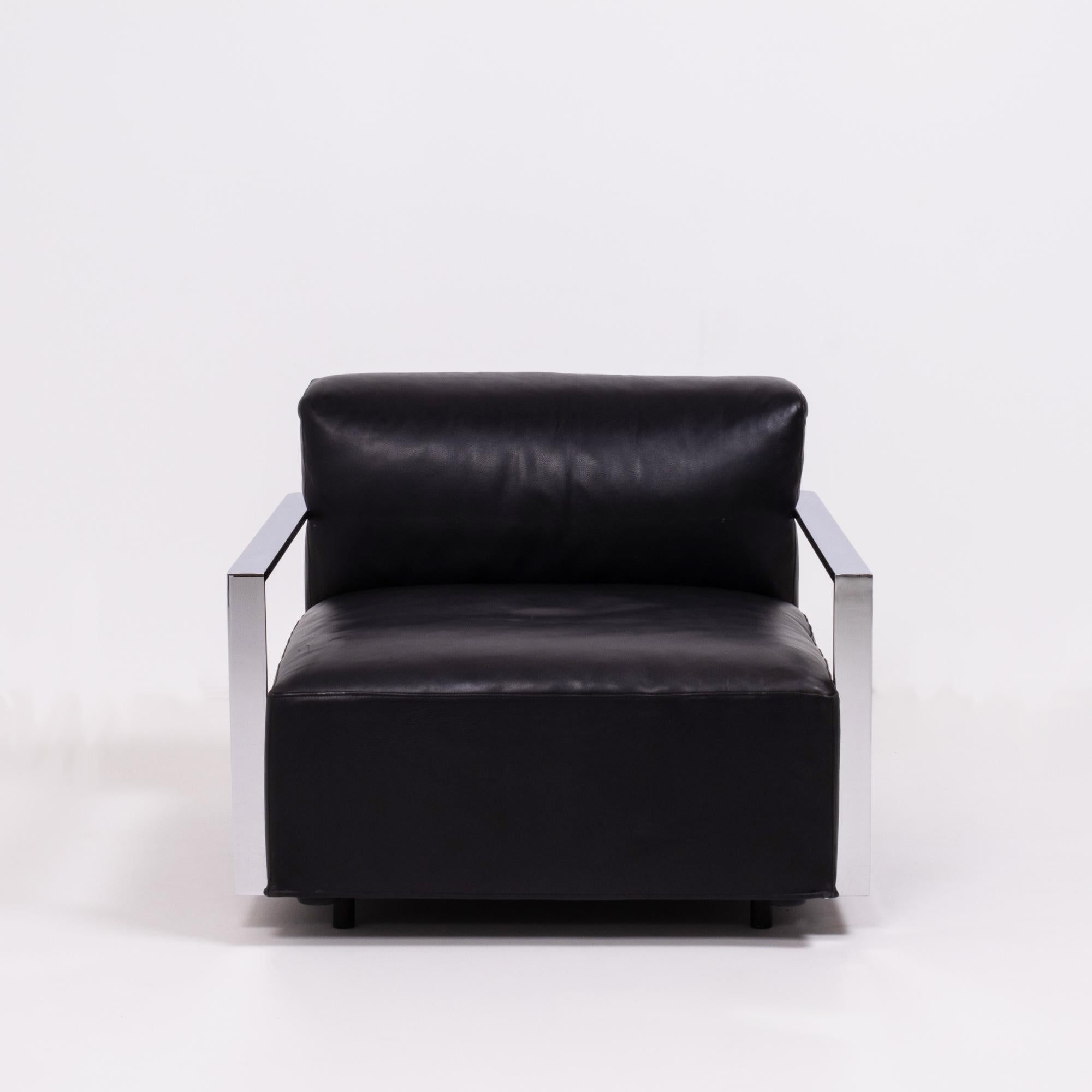 Black Leather St Martin Armchairs by Baleri Italia, 2008, Set of 2 In Good Condition In London, GB