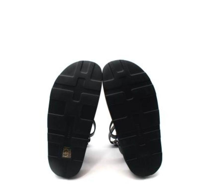 Hermes Black Leather Strap Sandals - Size 40 For Sale 1