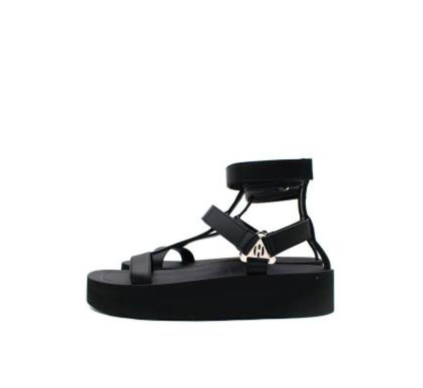 Hermes Black Leather Strap Sandals - Size 40 For Sale 3