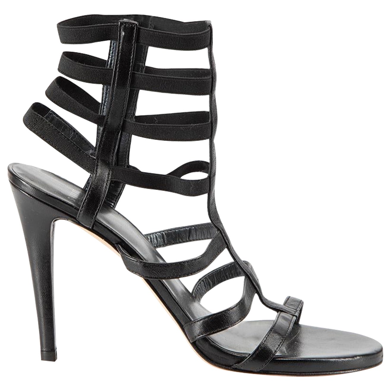 Talons aiguilles en cuir noir Taille 7.5 en vente