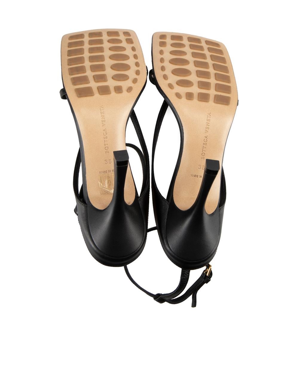 Women's Bottega Veneta Black Leather Stretch 90 Sandals Size IT 38