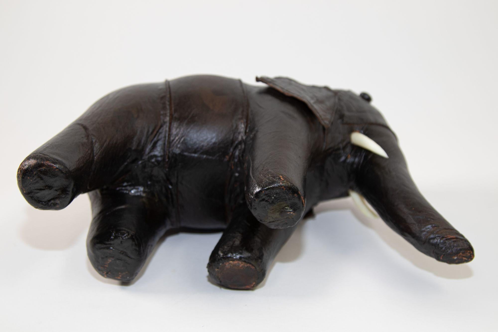 Black Leather Stuffed Elephant Toy In Good Condition For Sale In North Hollywood, CA