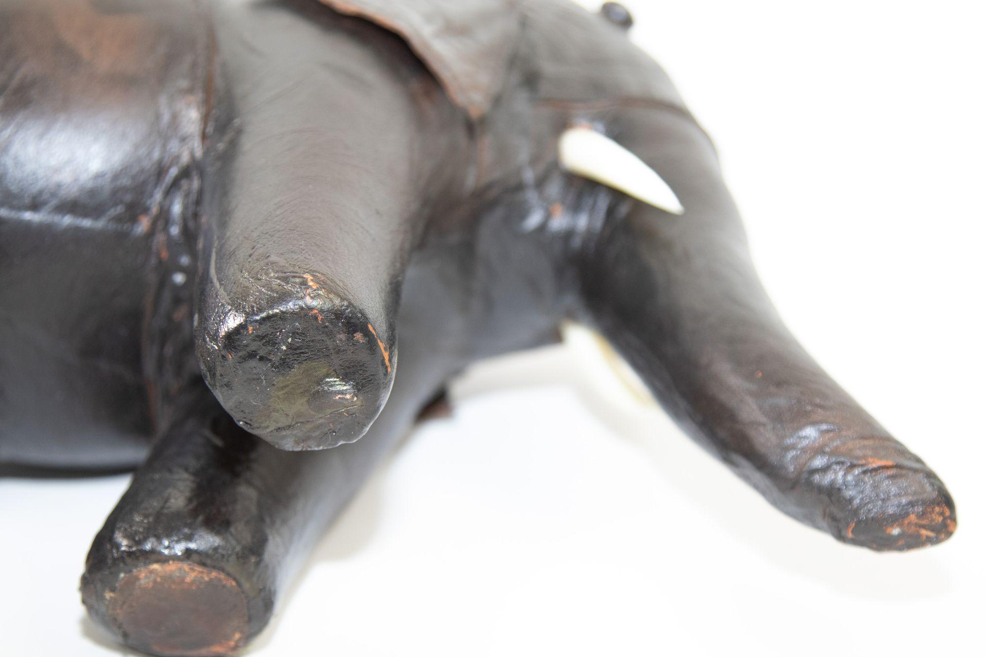 20th Century Black Leather Stuffed Elephant Toy For Sale