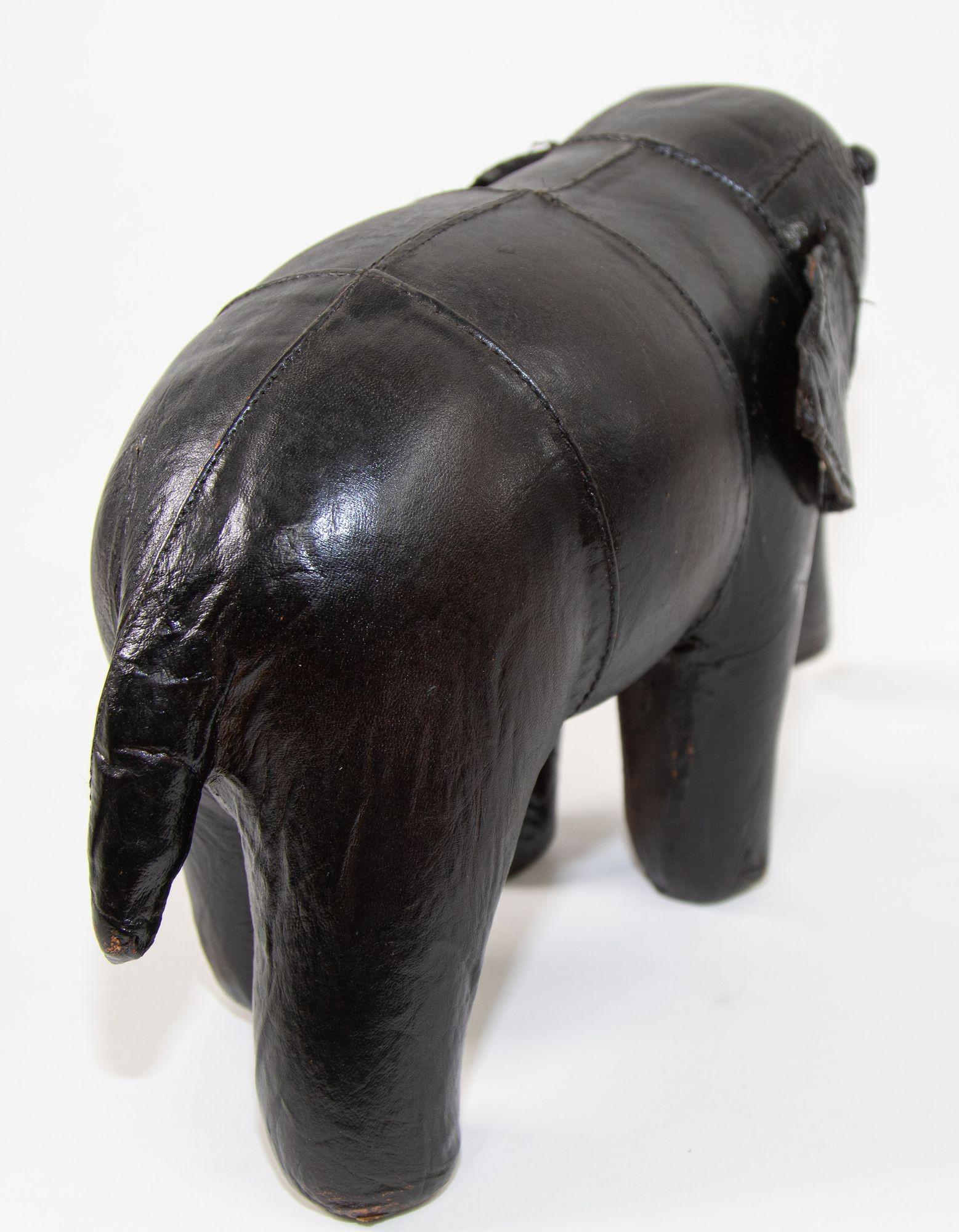 Black Leather Stuffed Elephant Toy For Sale 1