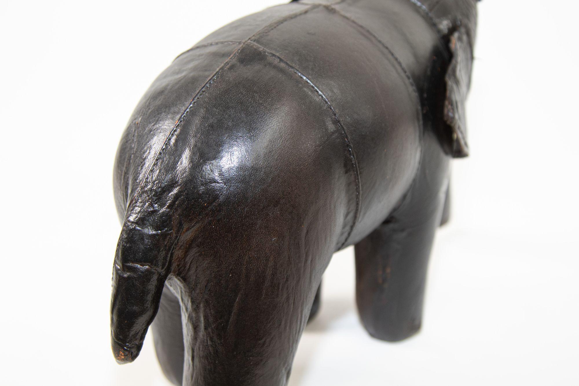 Black Leather Stuffed Elephant Toy For Sale 4