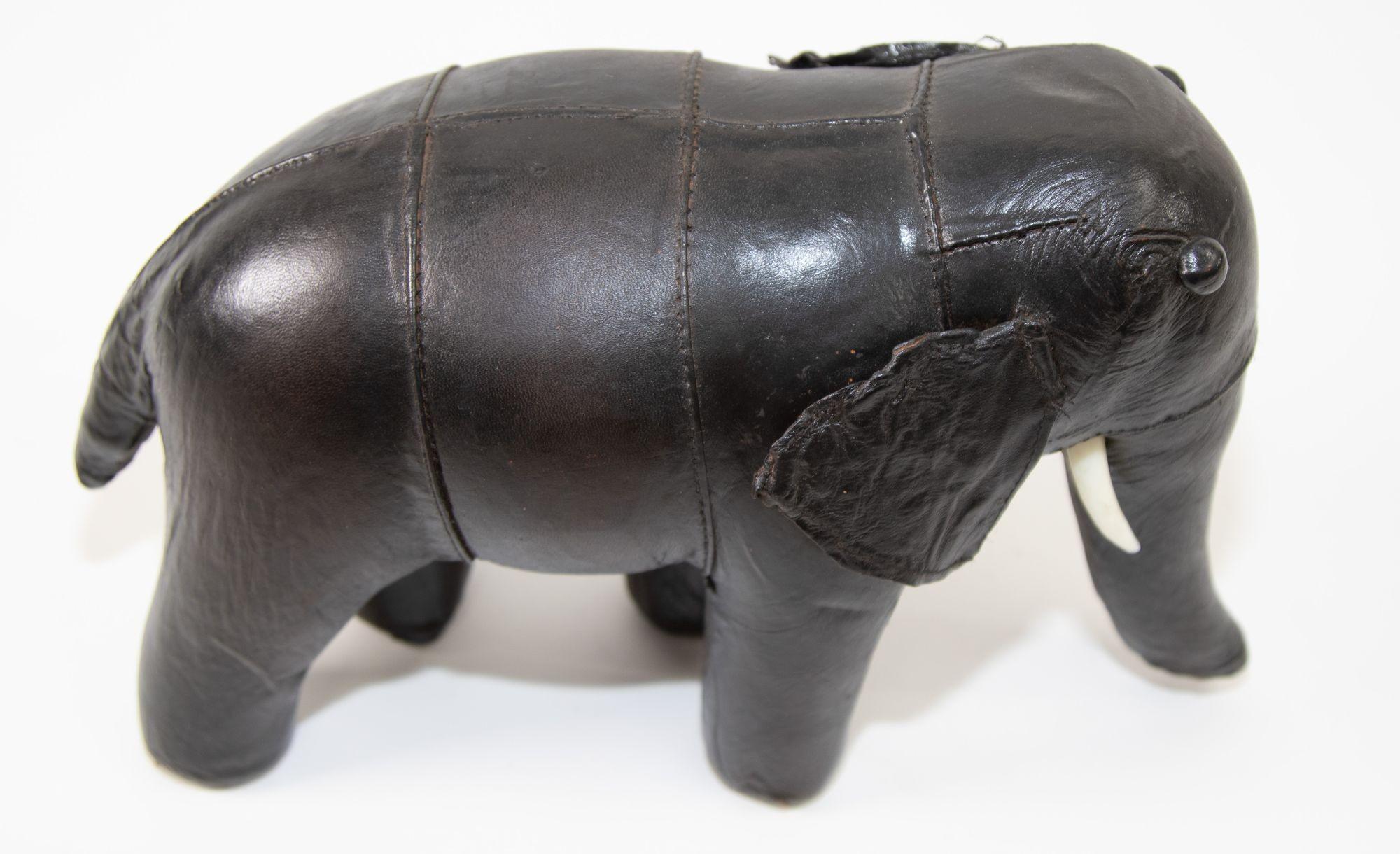 Black Leather Stuffed Elephant Toy For Sale 2