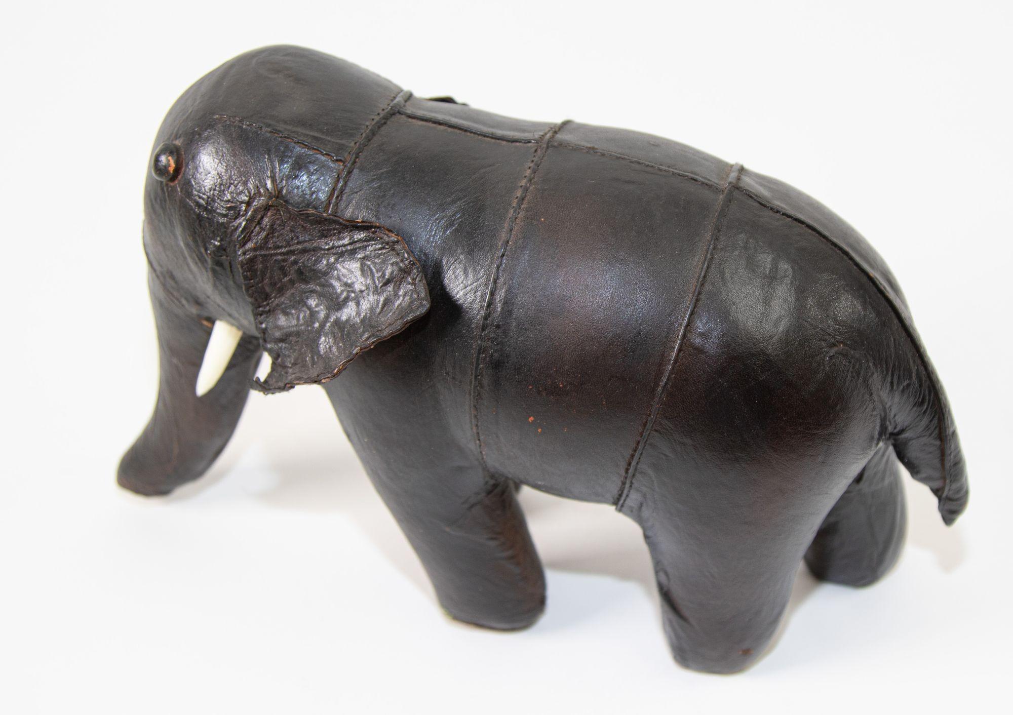 Black Leather Stuffed Elephant Toy For Sale 7
