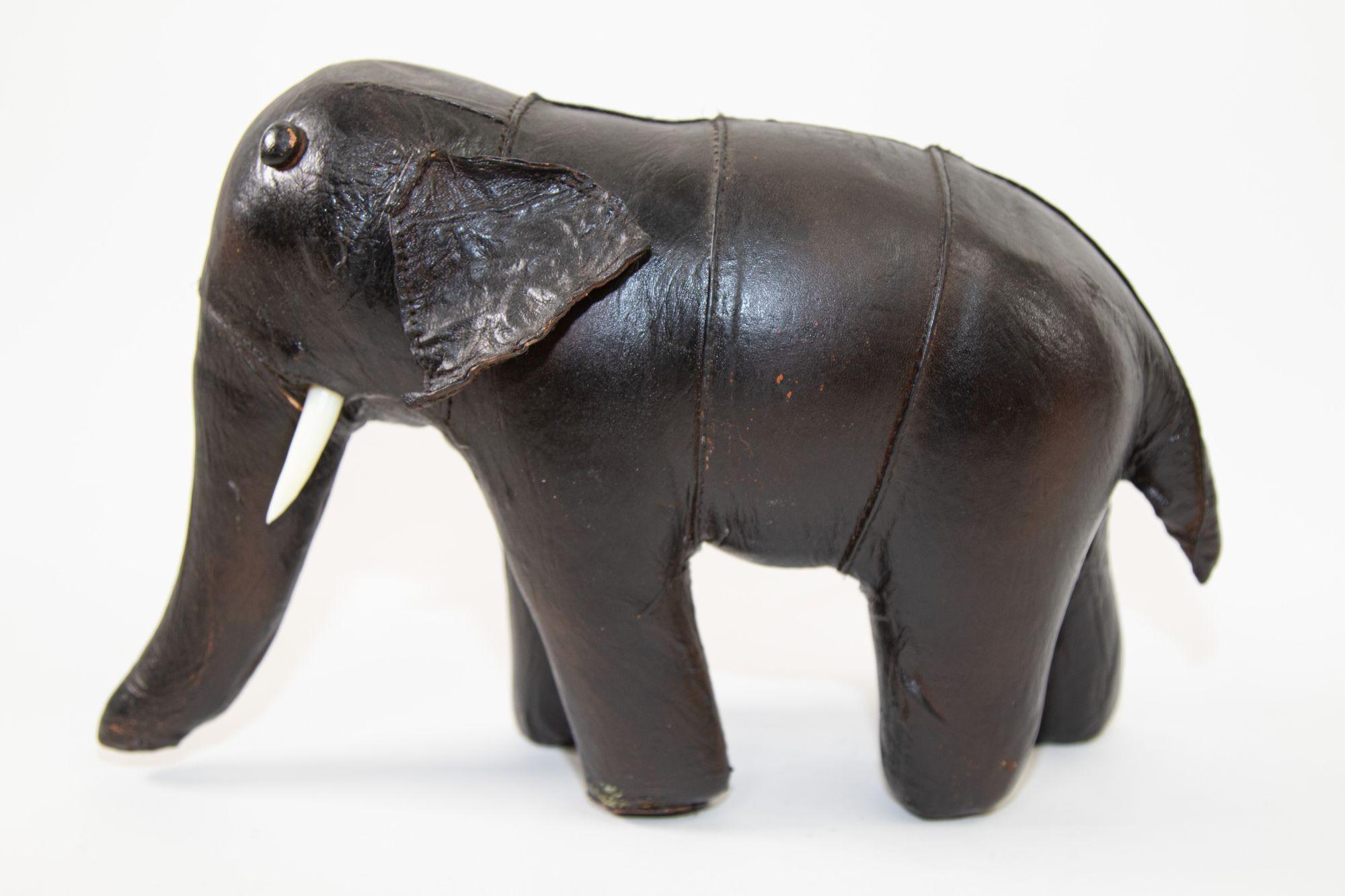 Black Leather Stuffed Elephant Toy For Sale 8