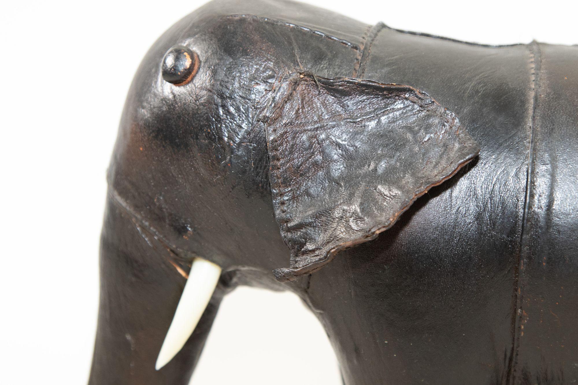 Black Leather Stuffed Elephant Toy For Sale 3