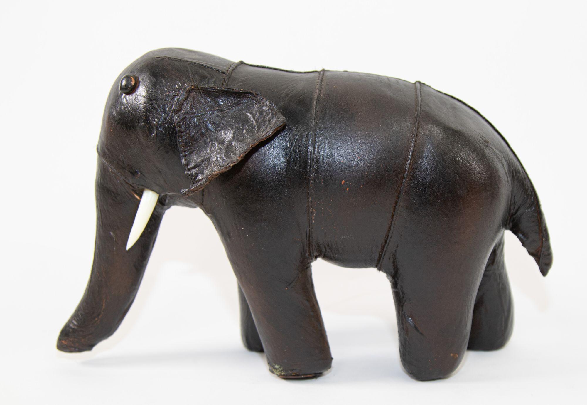 Black Leather Stuffed Elephant Toy For Sale 10