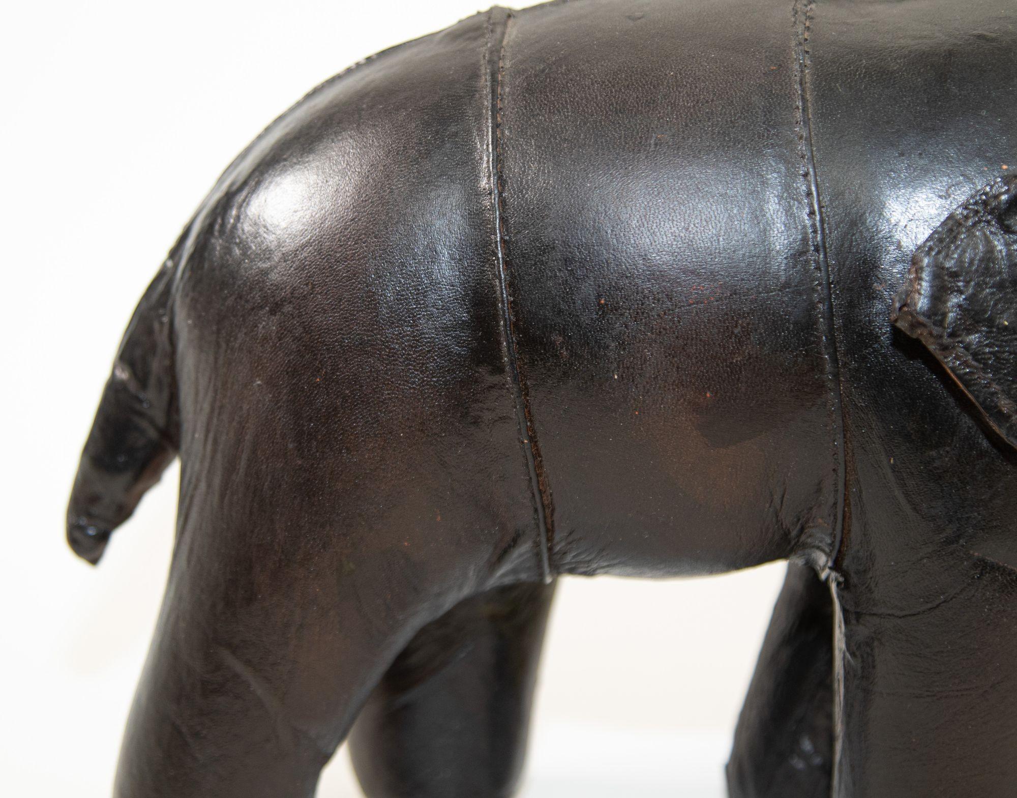 Indian Black Leather Stuffed Elephant Toy For Sale