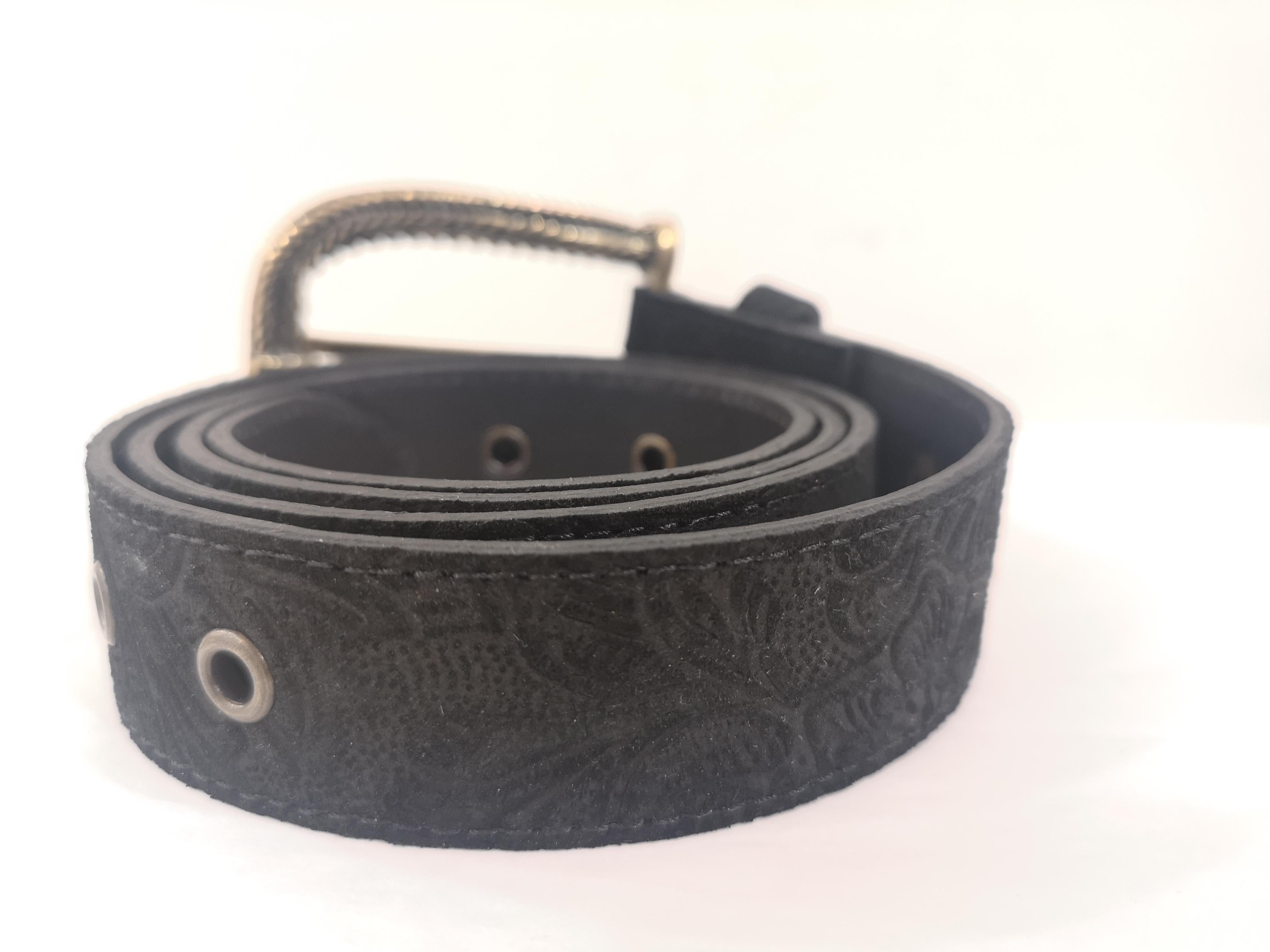 Black leather suede belt NWOT In New Condition In Capri, IT