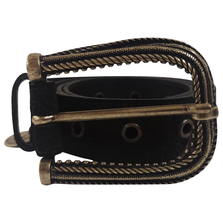 Black leather suede belt NWOT at 1stDibs