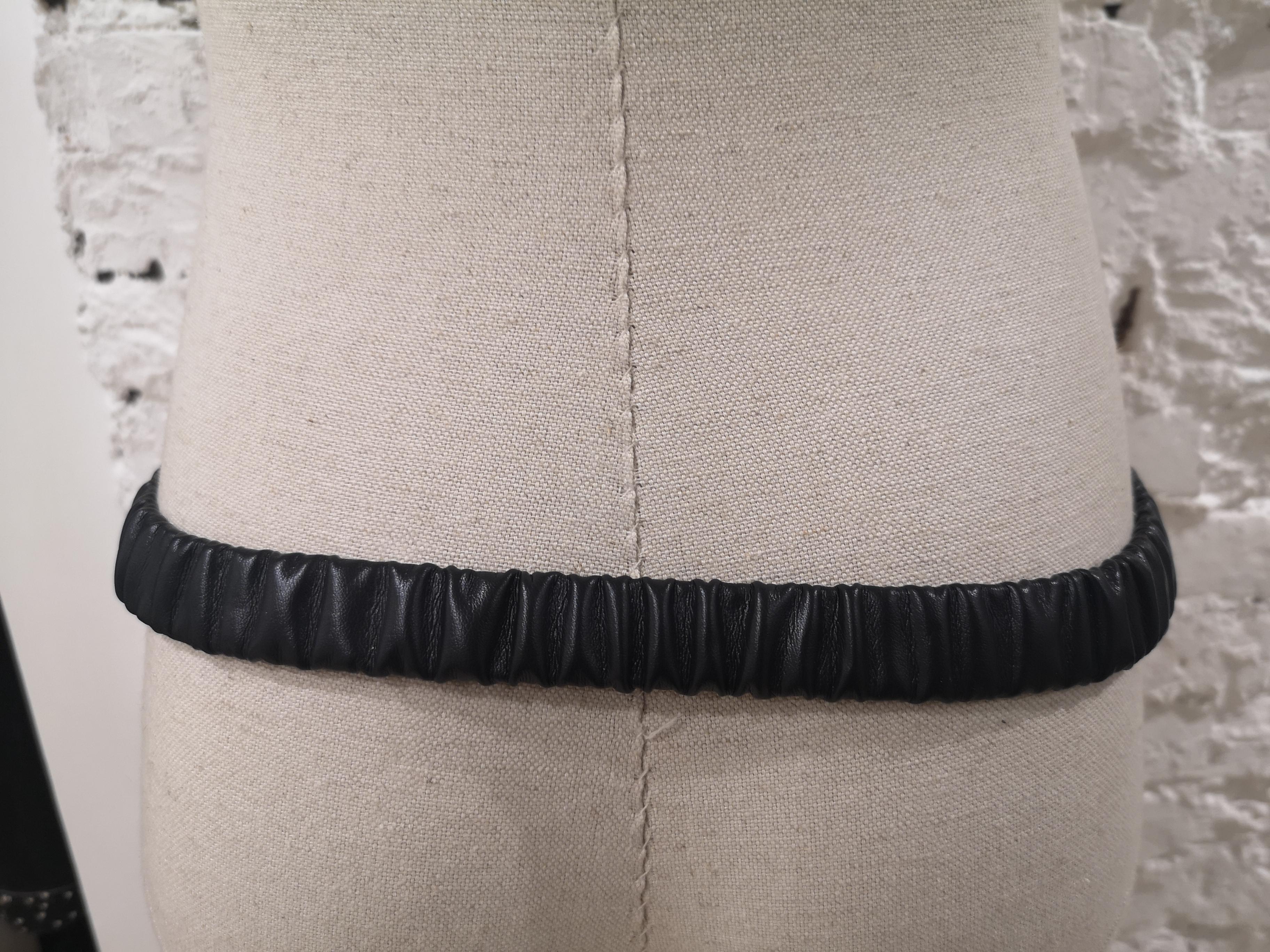 Black leather swarovski bow belt In New Condition In Capri, IT