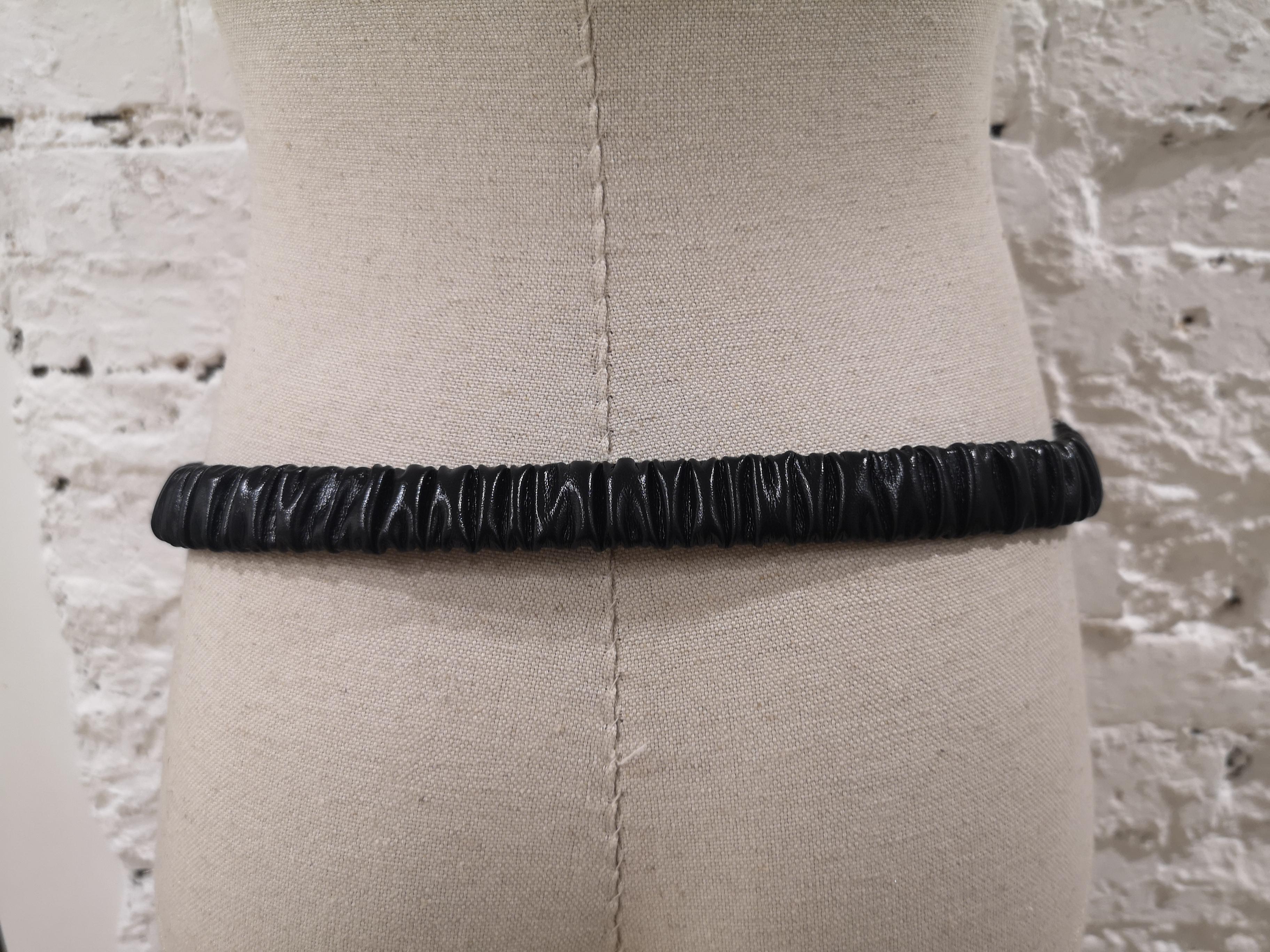 Black leather swarovski buckle belt 2