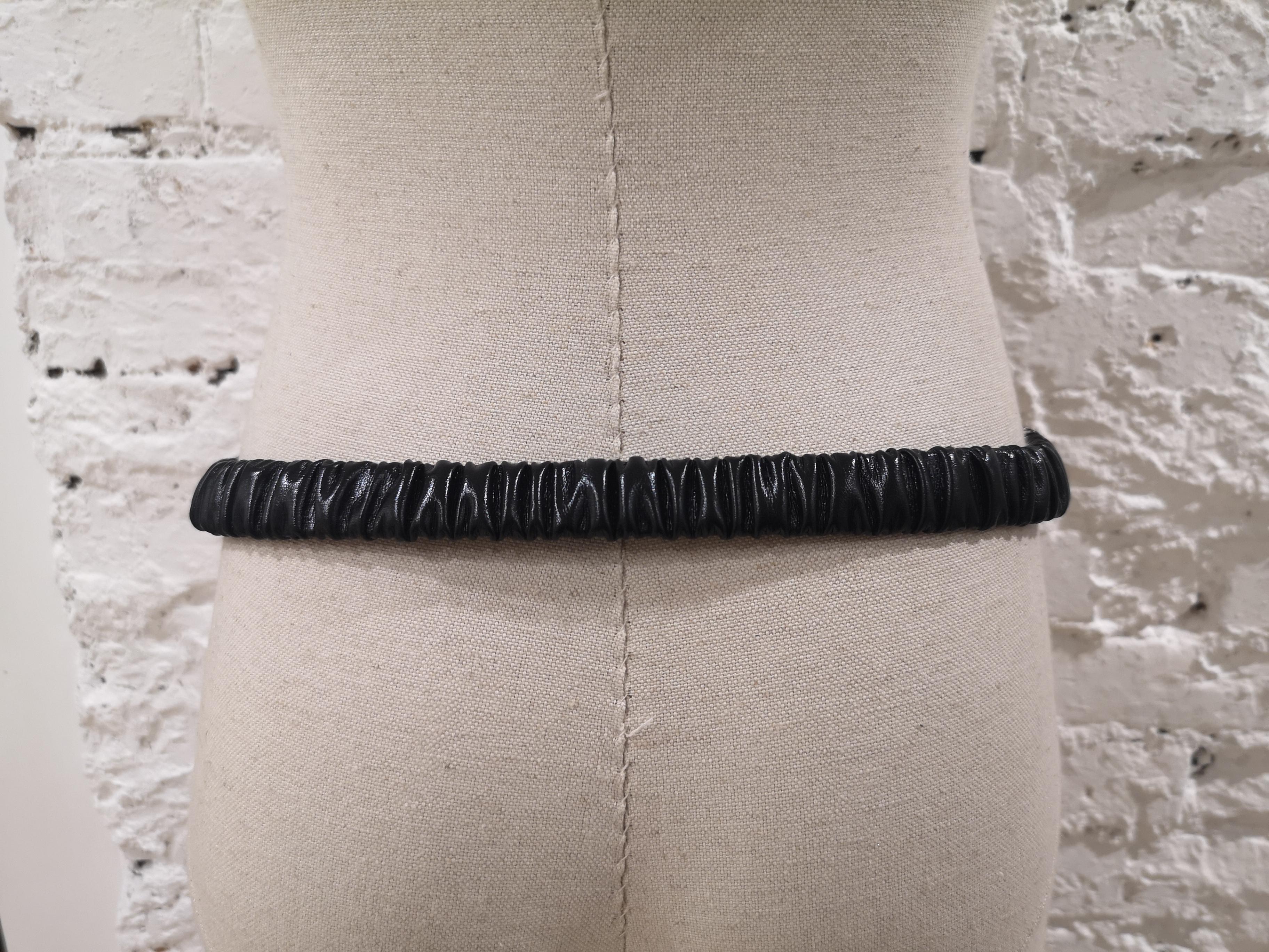 Black leather swarovski buckle belt 3