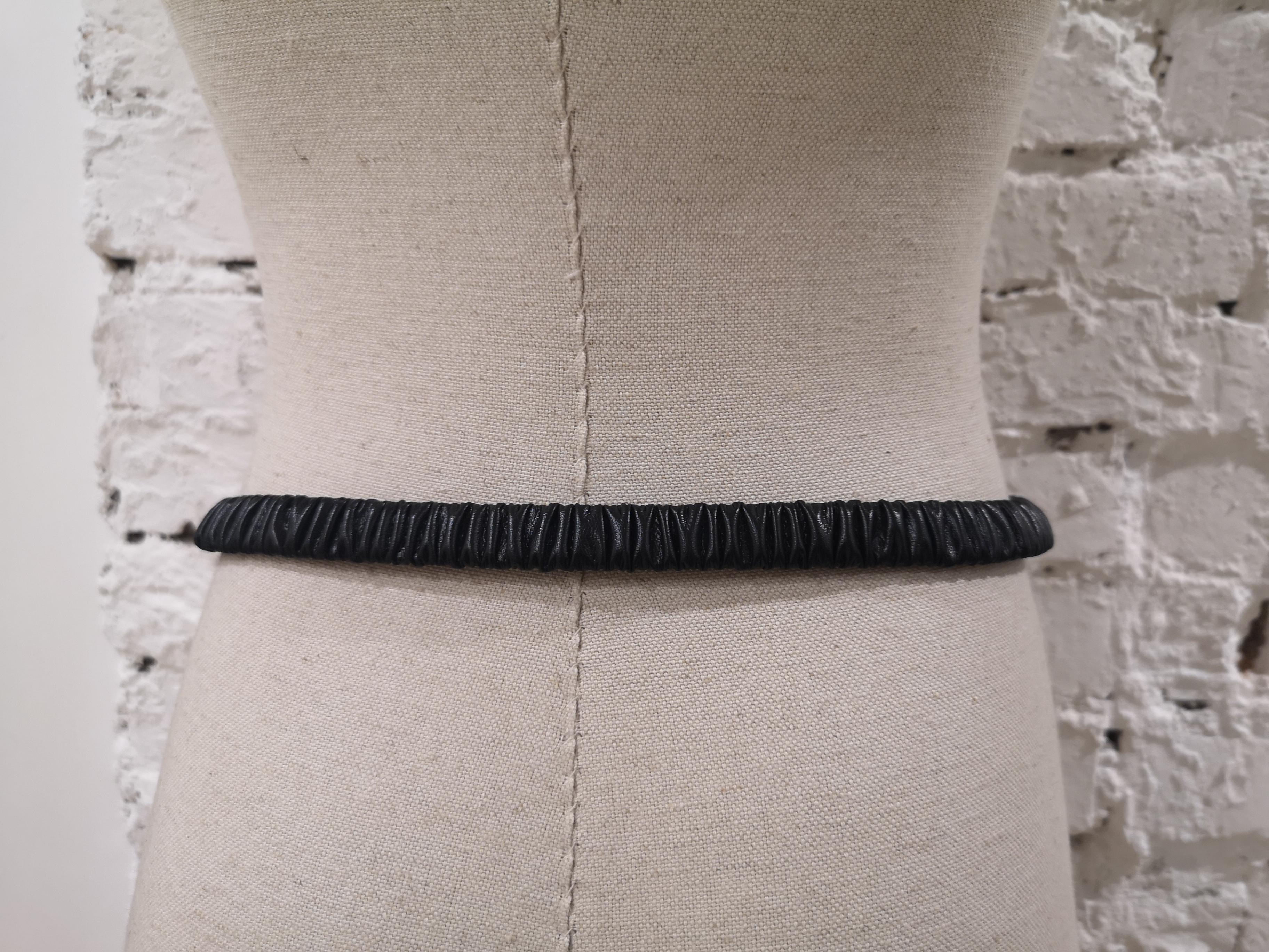 Black leather swarovski stone buckle belt 6