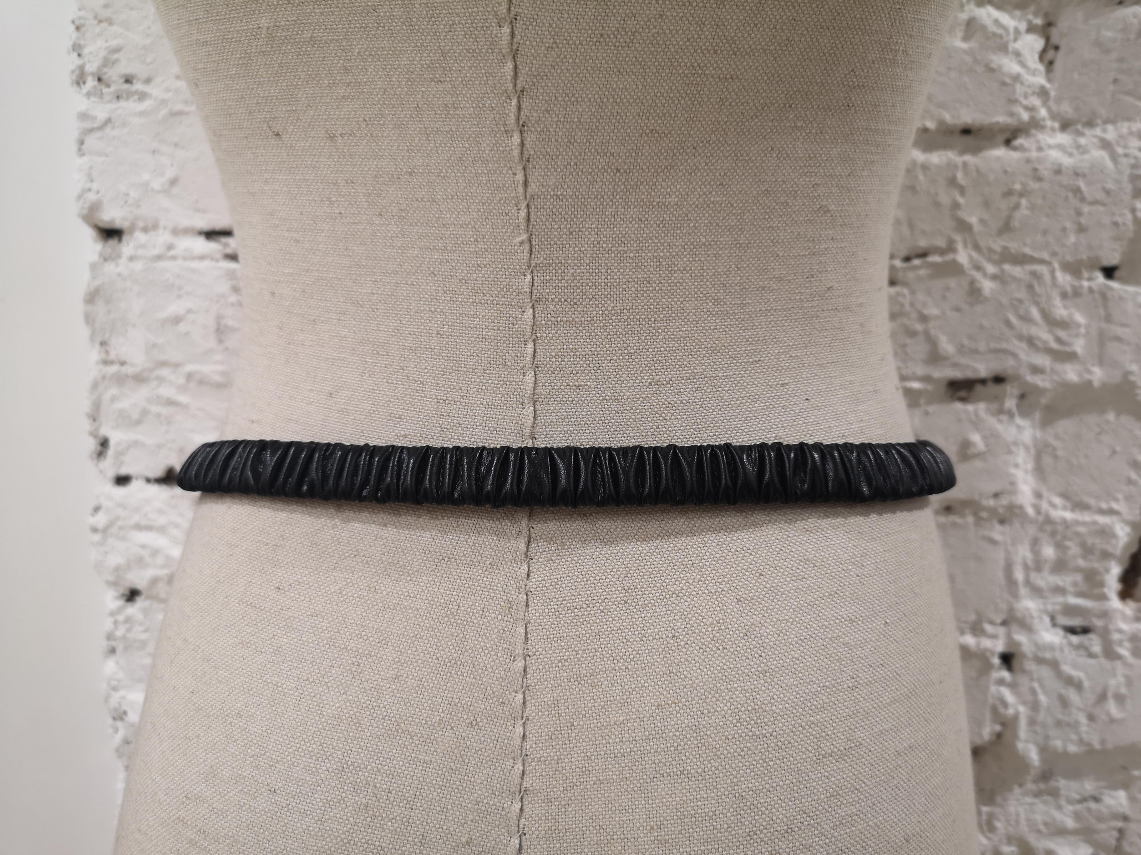 Black leather swarovski stone buckle belt 7