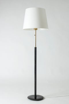 Black Leather Swedish Floor Lamp from Bergboms