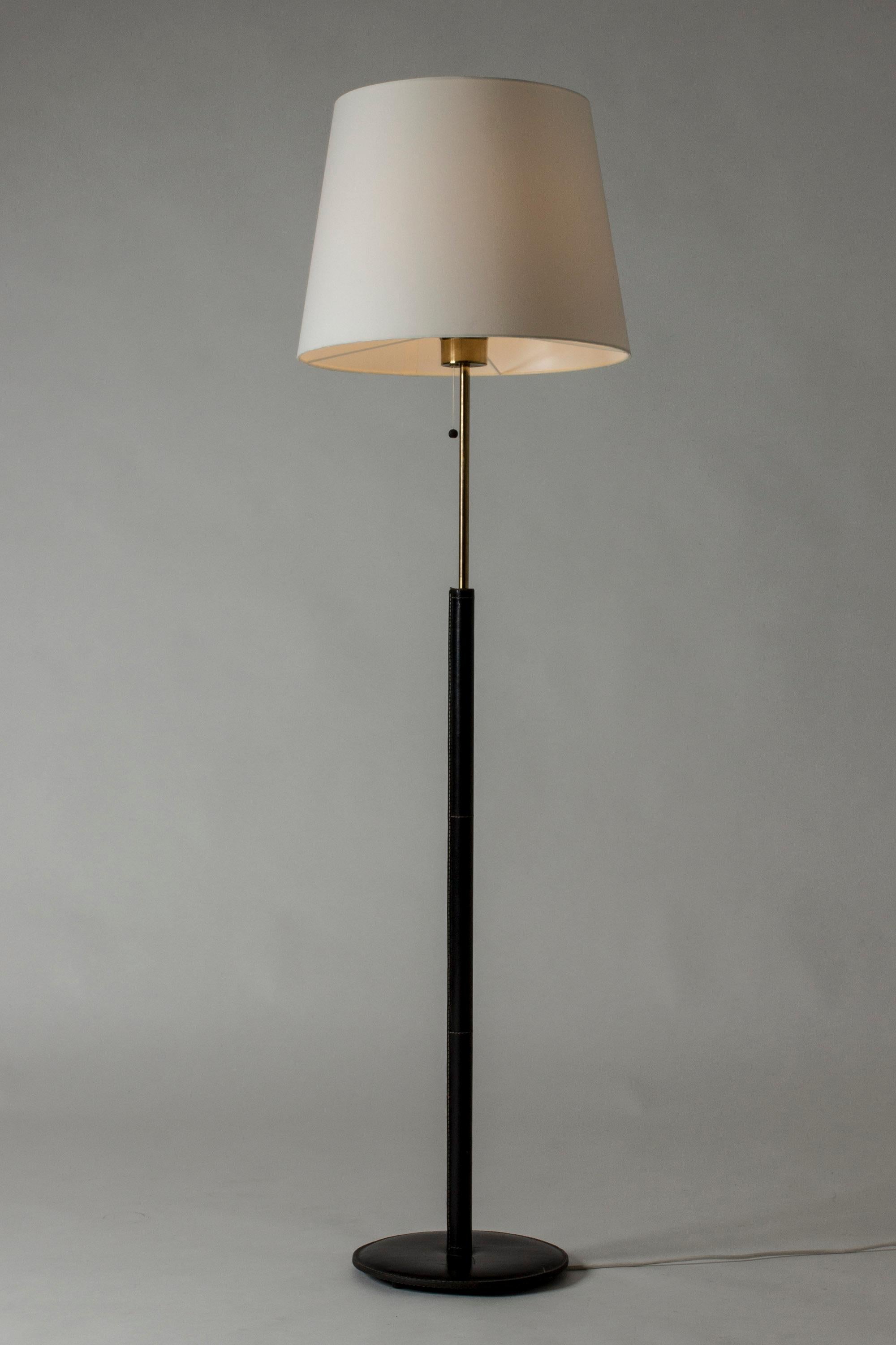 Mid-Century Modern Black Leather Swedish Floor Lamp from Bergboms For Sale